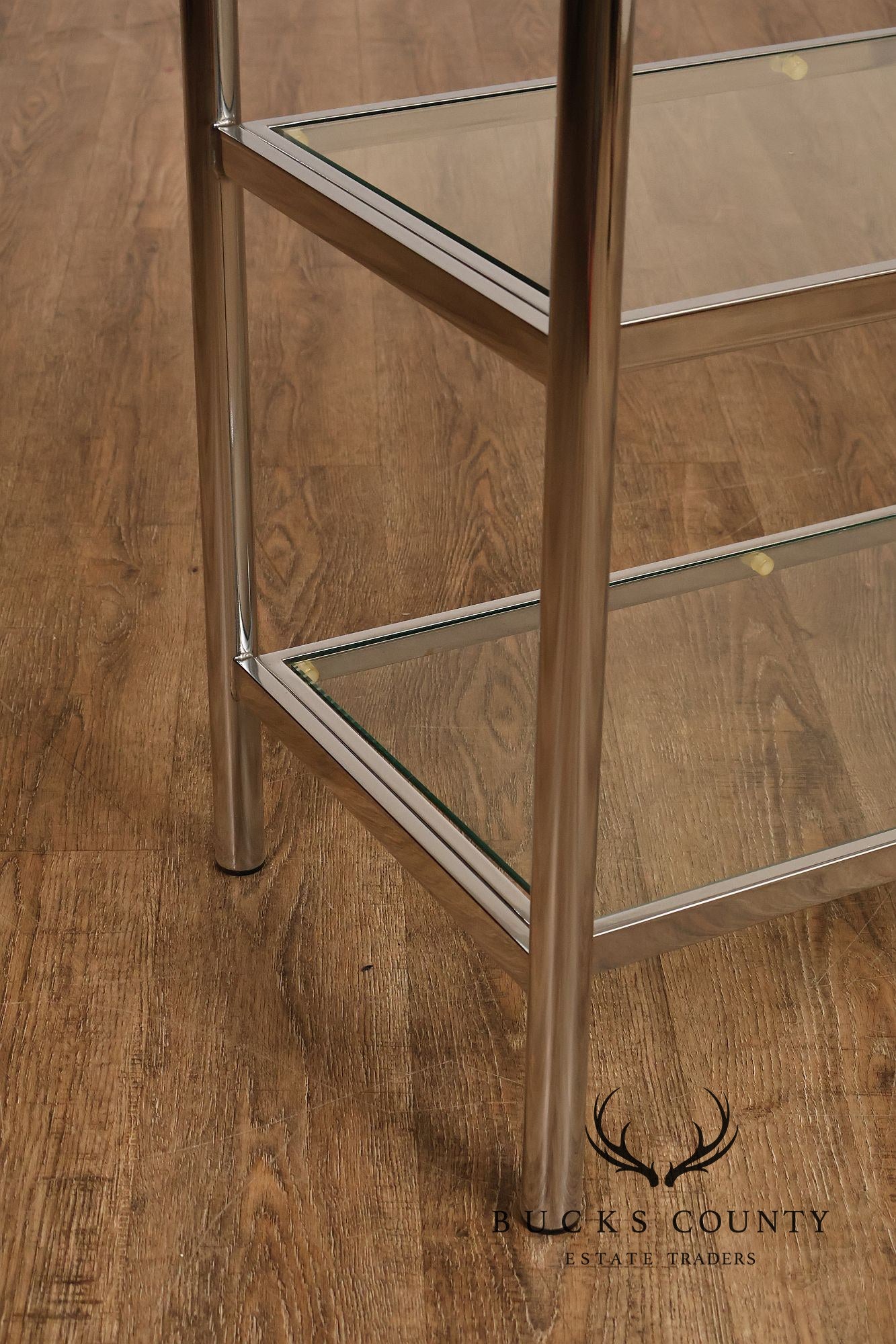 Italian Regency Style Chrome and Glass Etagere Shelf