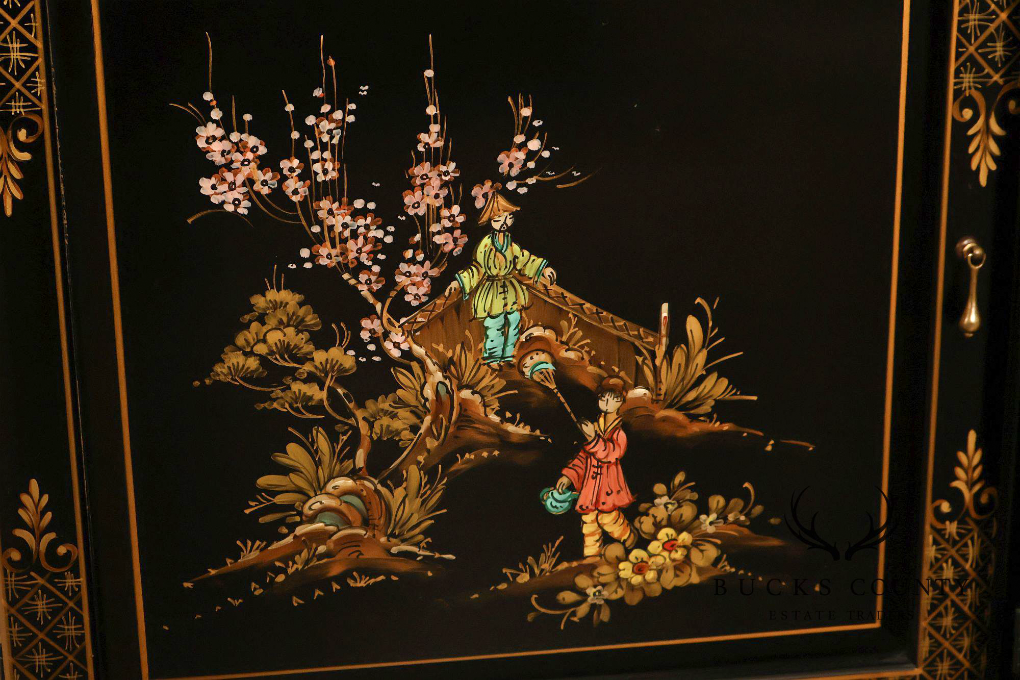 Union National Chinoiserie Hand Painted China Display Cabinet