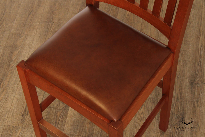 Stickley Mission Collection Set of Three Cherry Slat Back Bar Stools
