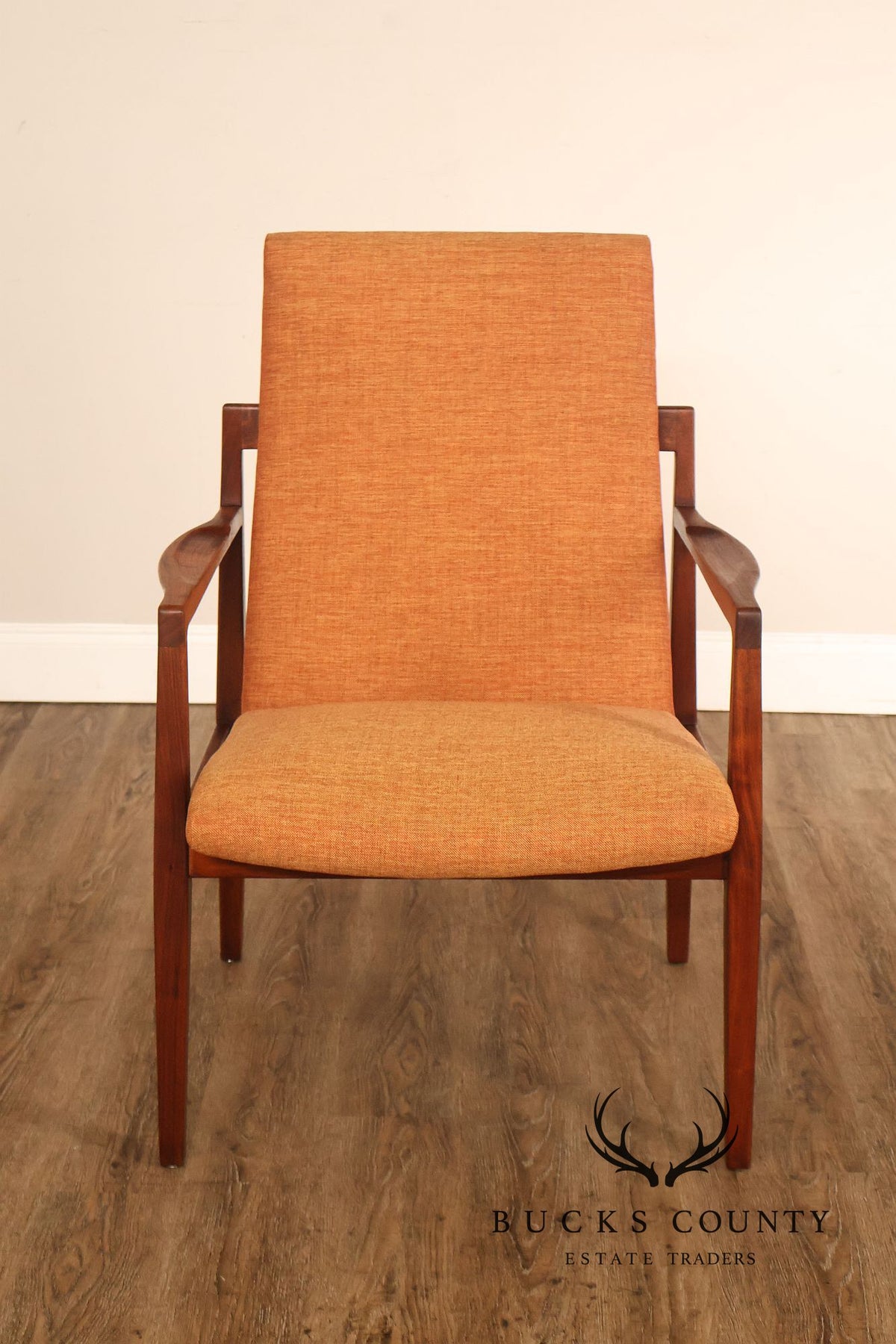 Jens Risom Mid Century Modern 'Floating' Walnut Armchair