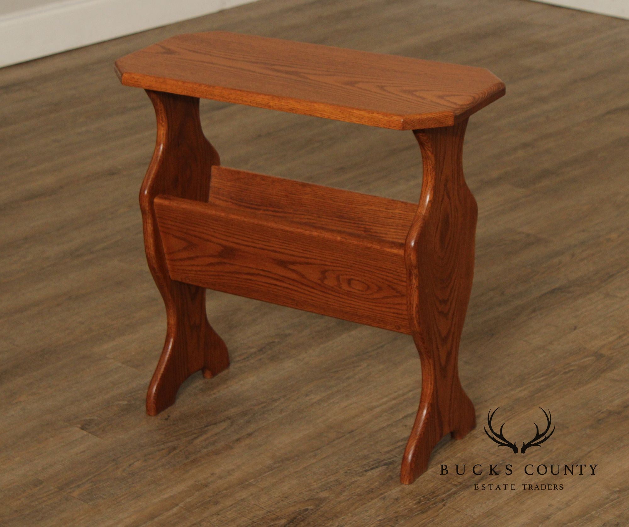 Vintage Oak Magazine Rack Side Table