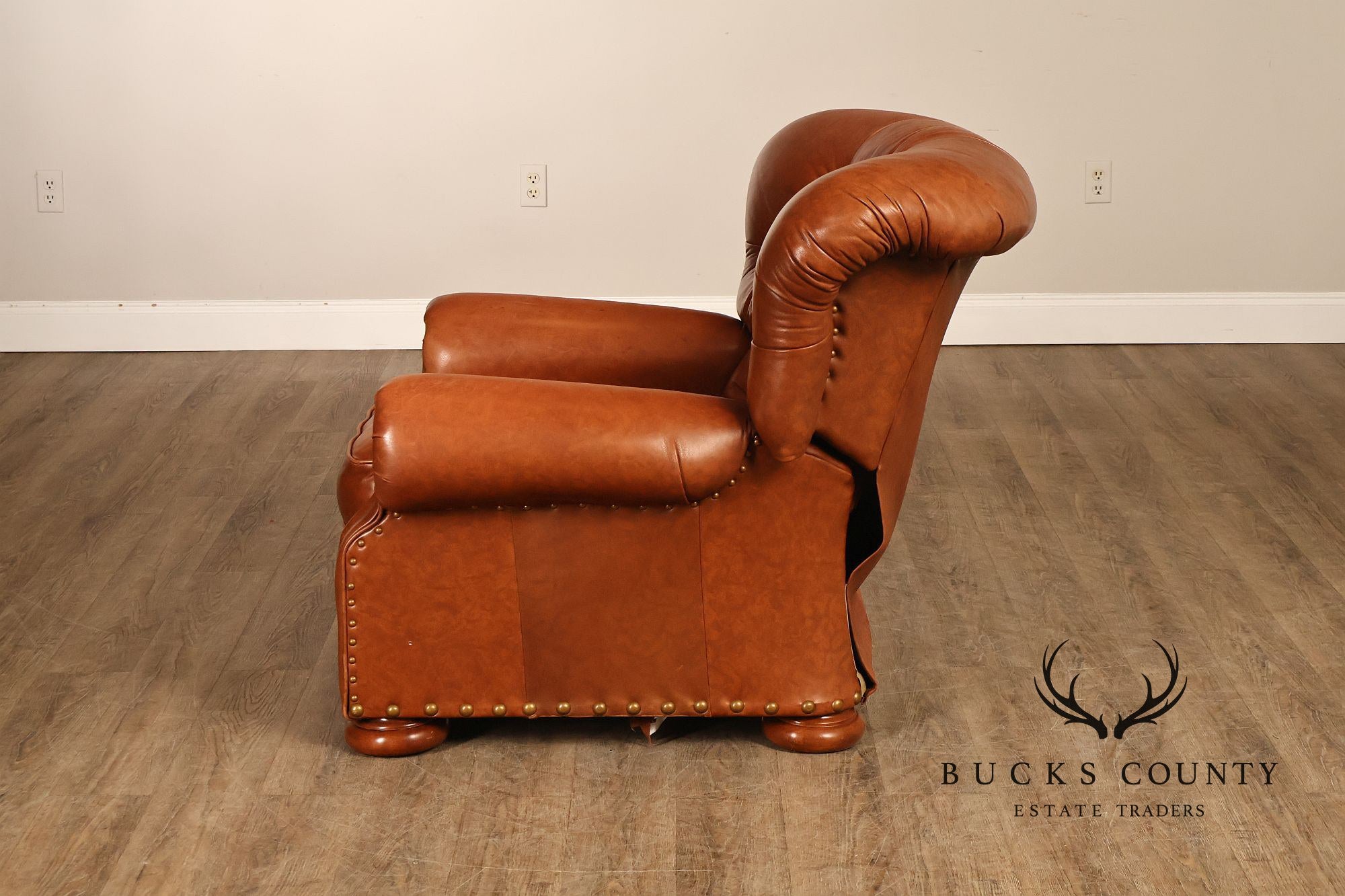 La-Z-Boy Tufted Leather Recliner Chair and Ottoman