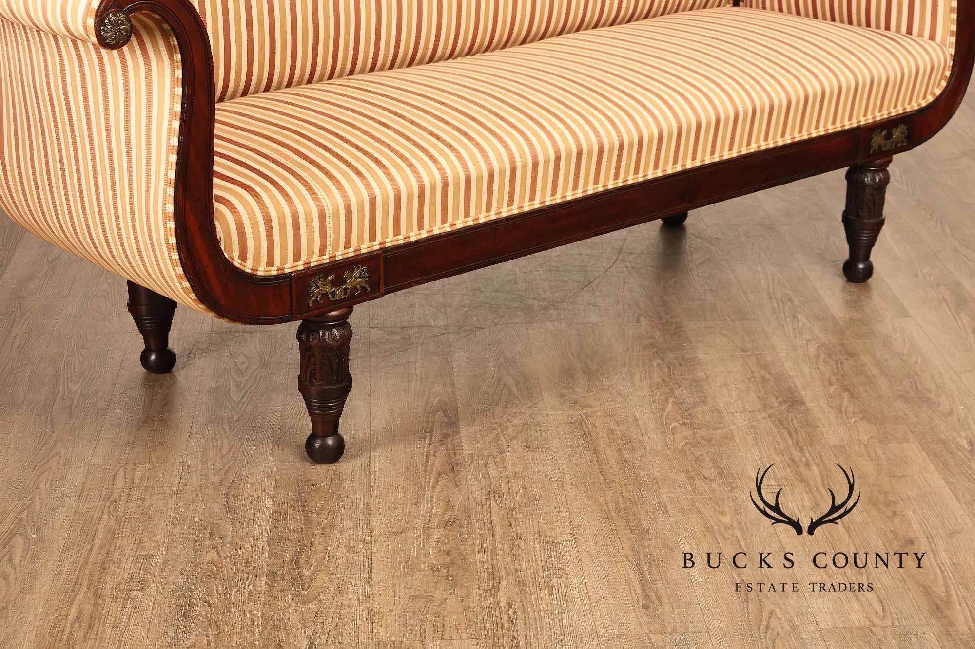 Antique American Empire Period 19th Century Carved Mahogany Sofa