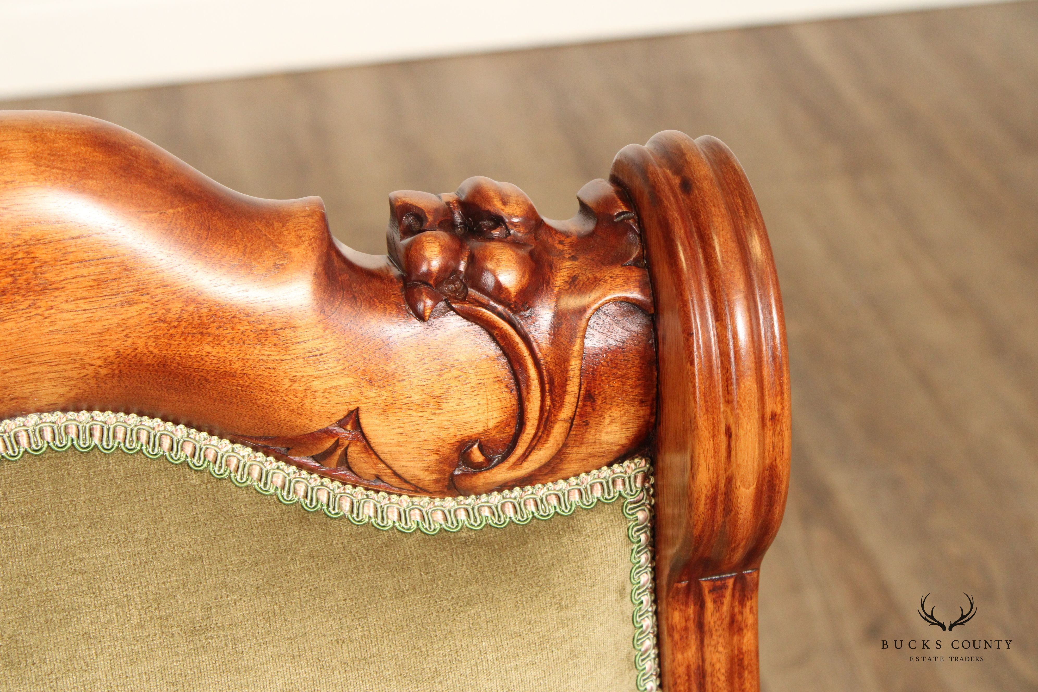 Antique Set Of Two Victorian Lion Carved Side Parlor Chairs