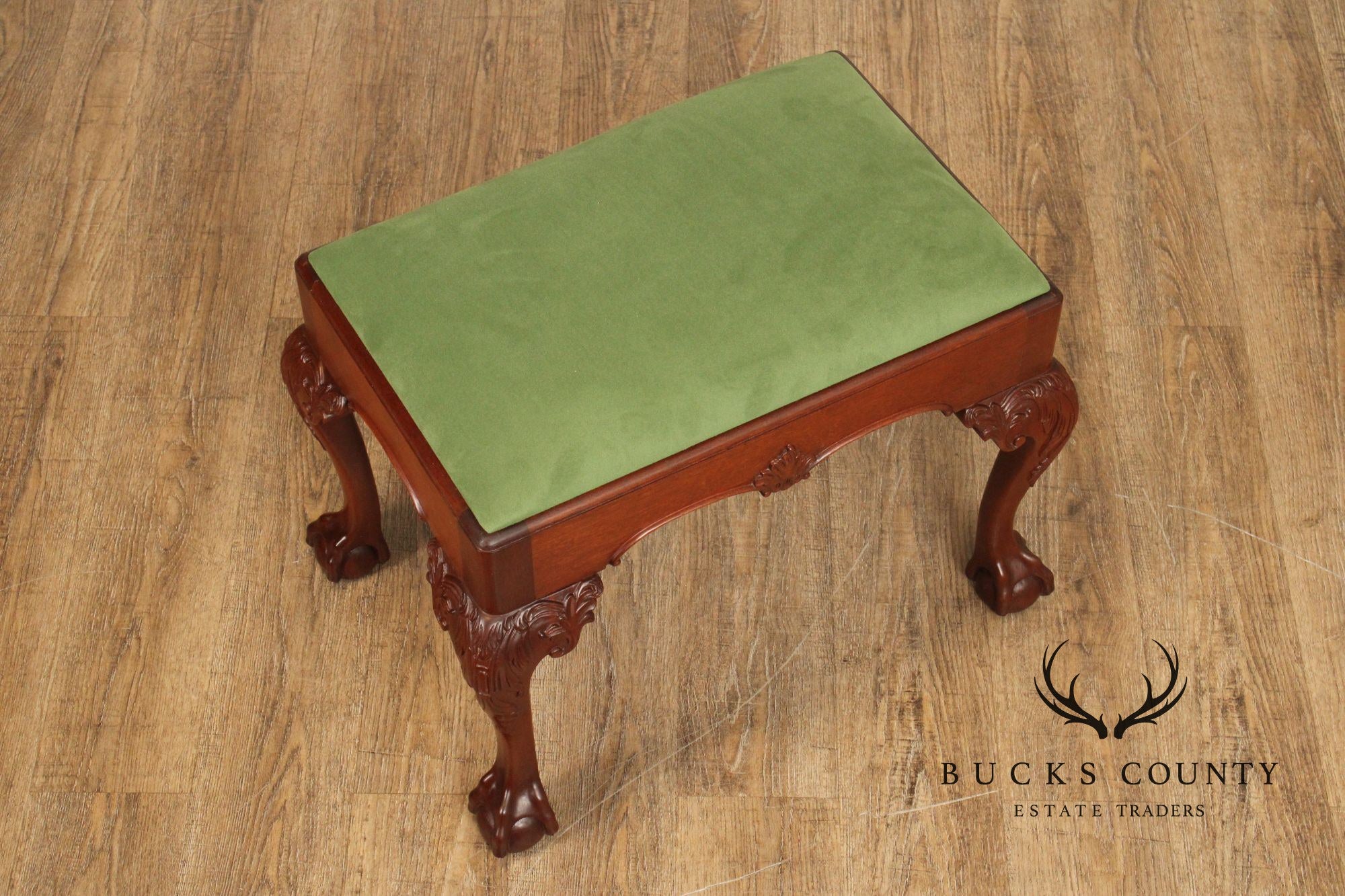Stickley Chippendale Style Carved Mahogany Foot Stool
