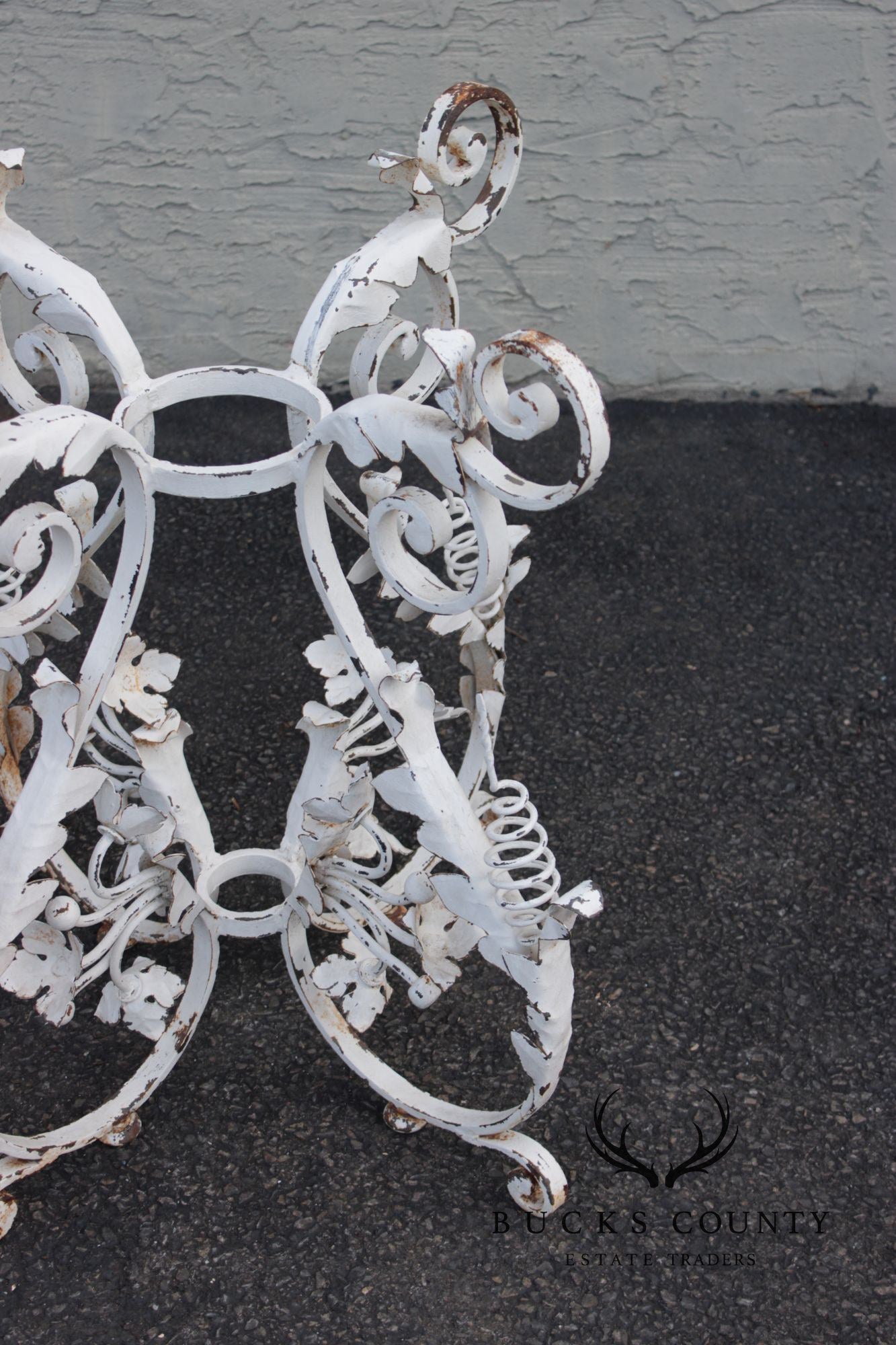 Vintage Italian Style Painted Wrought Iron Garden Plant Stand or Table Base