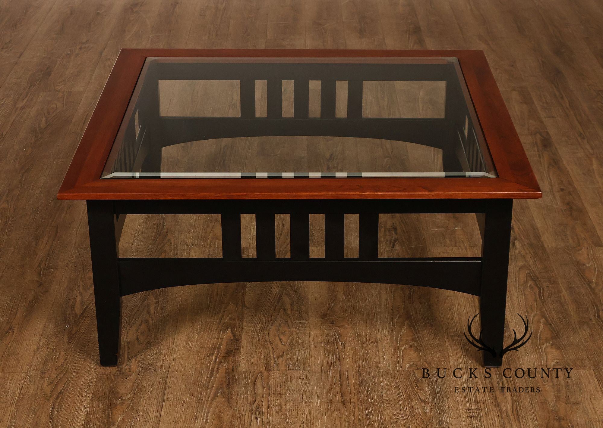 Ethan Allen American Impressions Cherry Glass Top Coffee Table