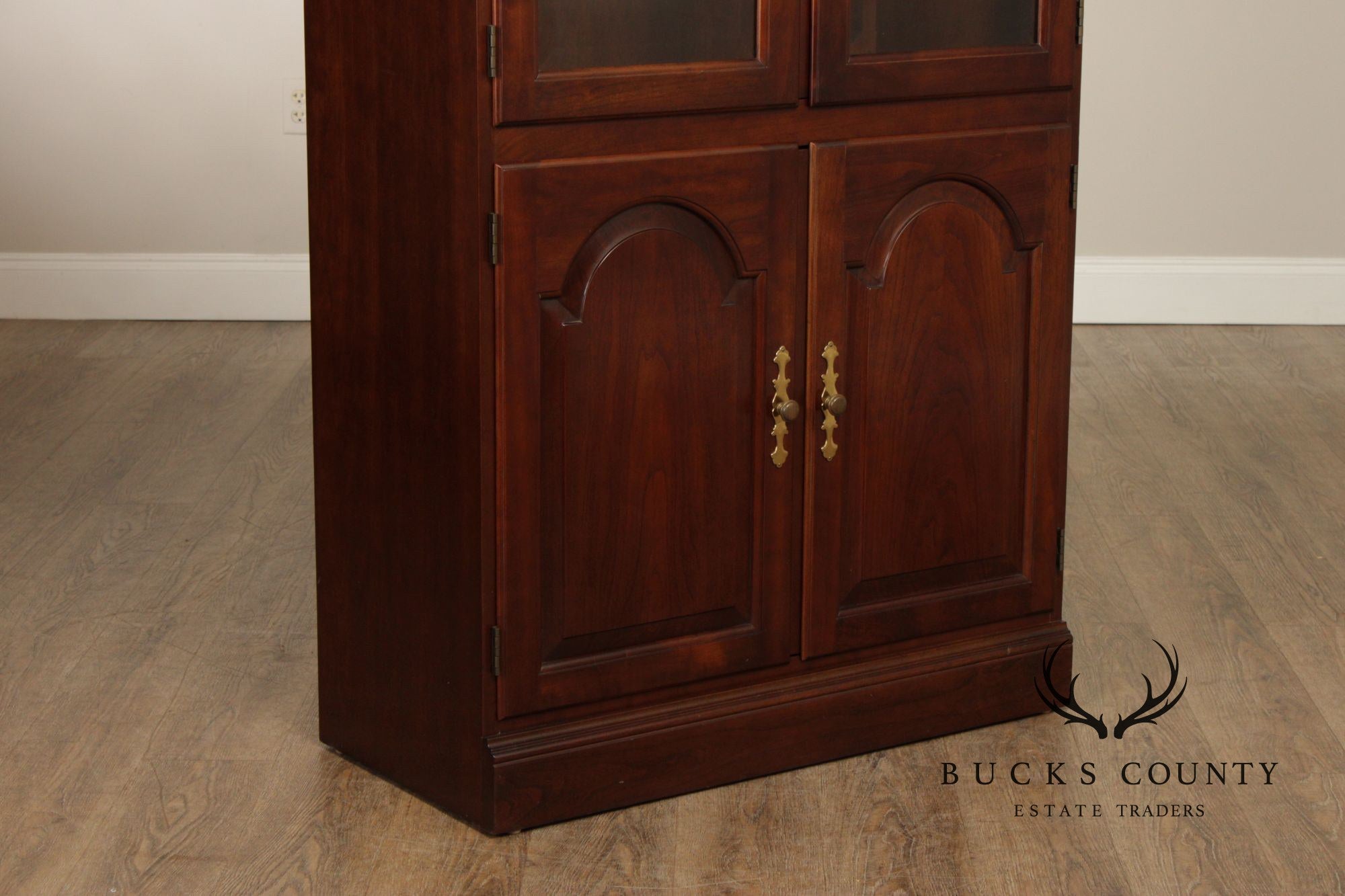 Stickley Traditional Pair of Cherry Bookcase Display Cabinets