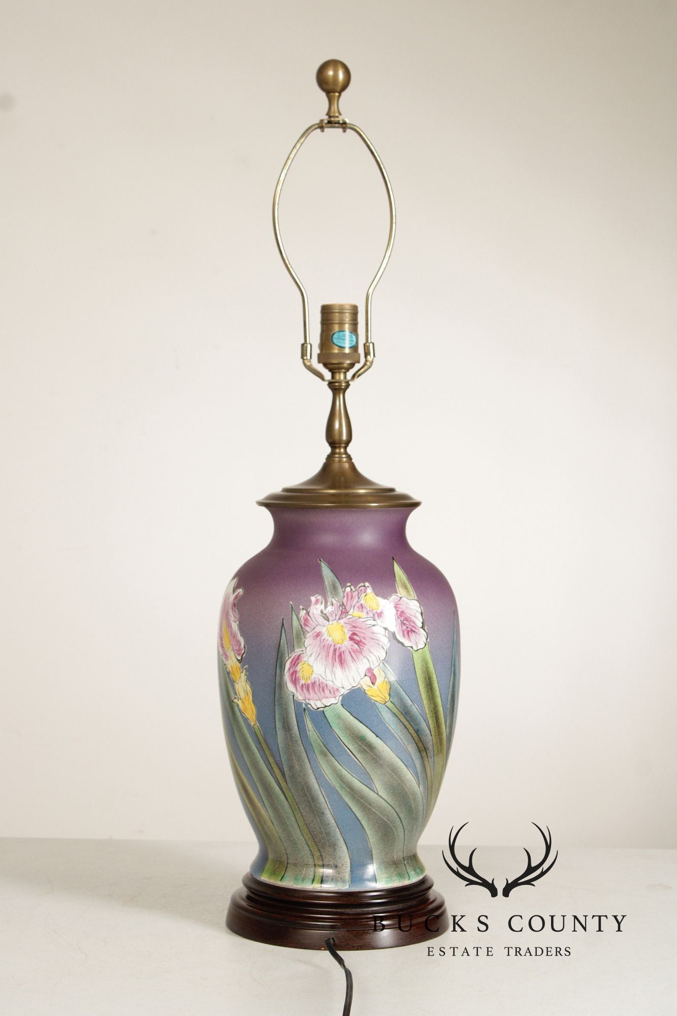 Wildwood Pair of Floral Enameled Porcelain Table Lamps