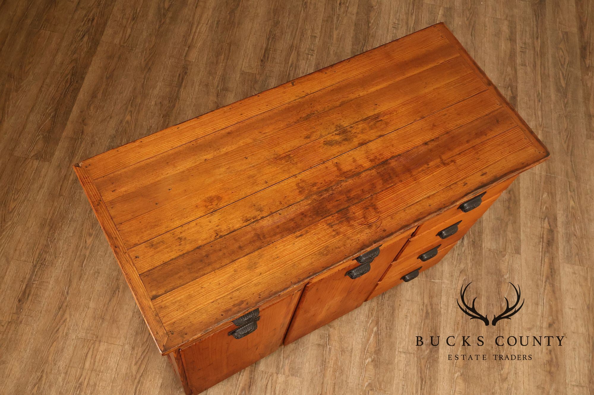 County Style Antique Industrial Baker’s Cabinet