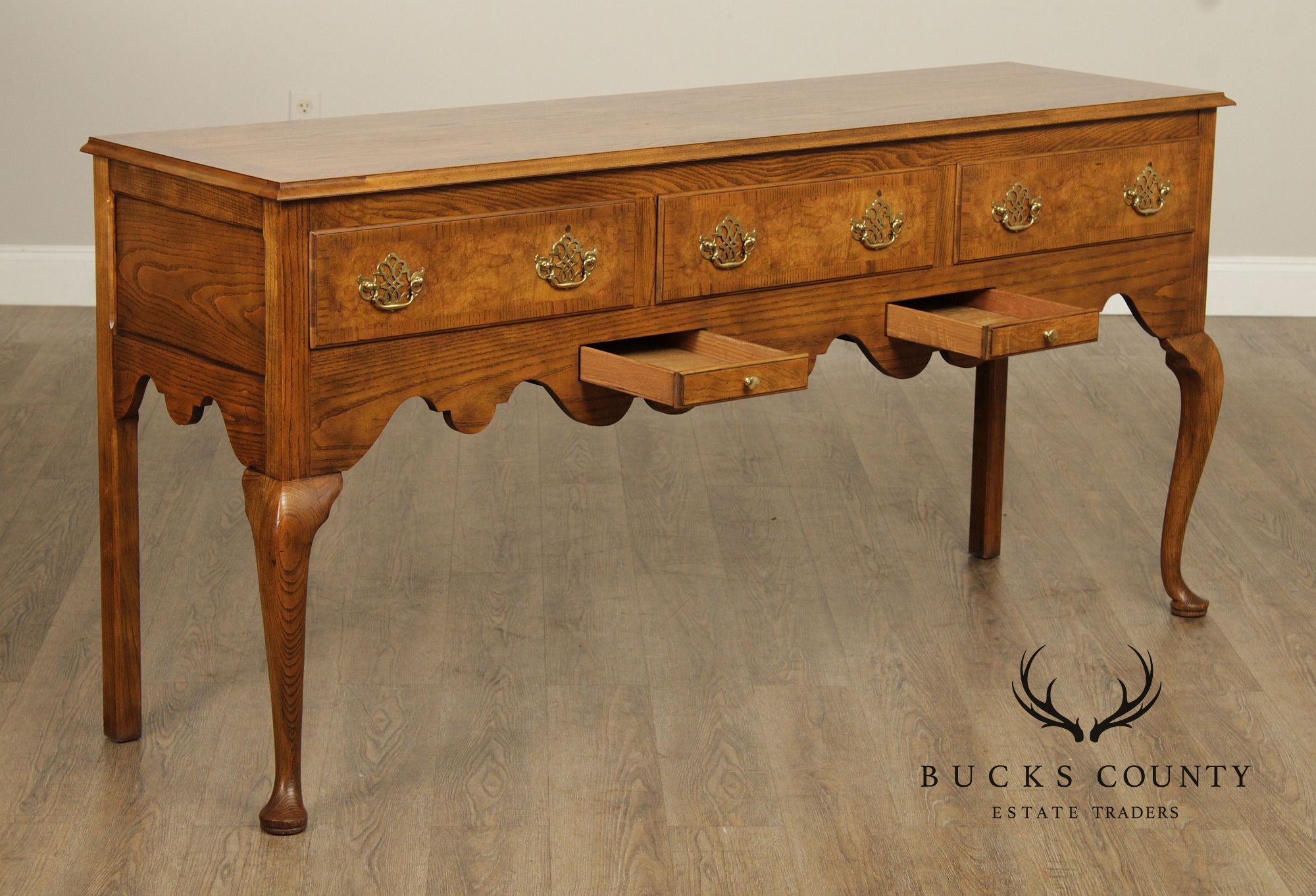 Baker Queen Traditional Oak And Walnut Sideboard Buffet