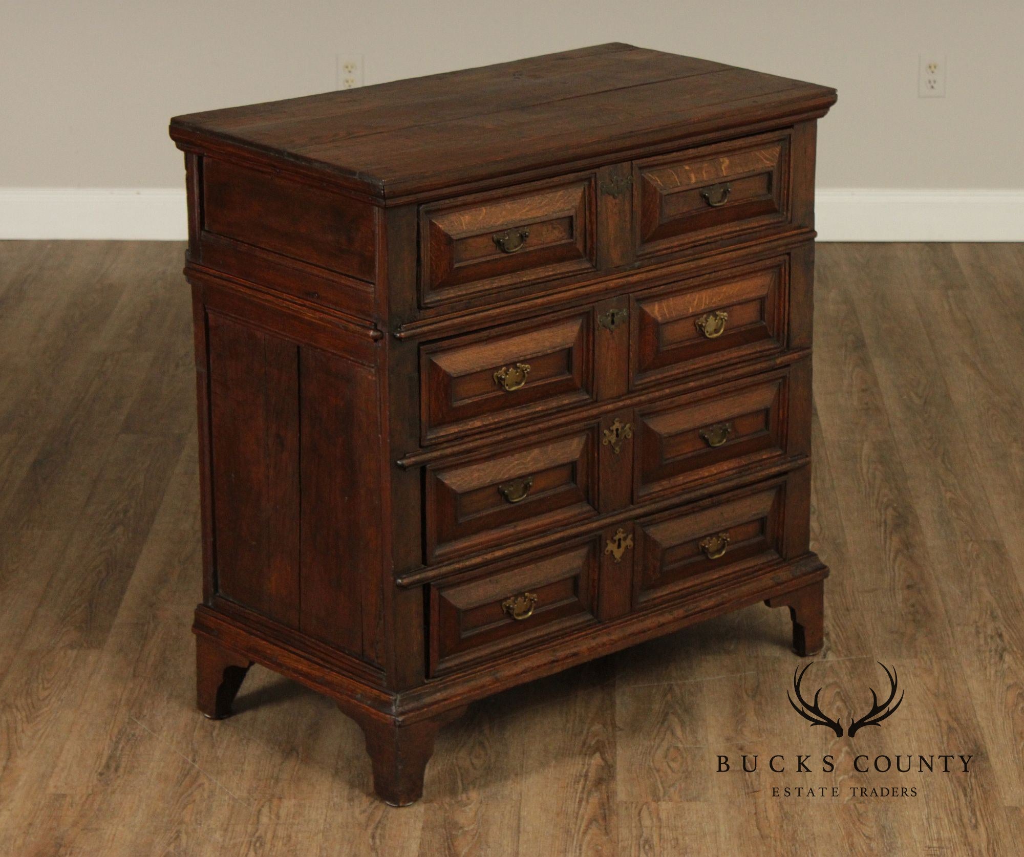 Antique English Charles II Style Oak Chest of Drawers
