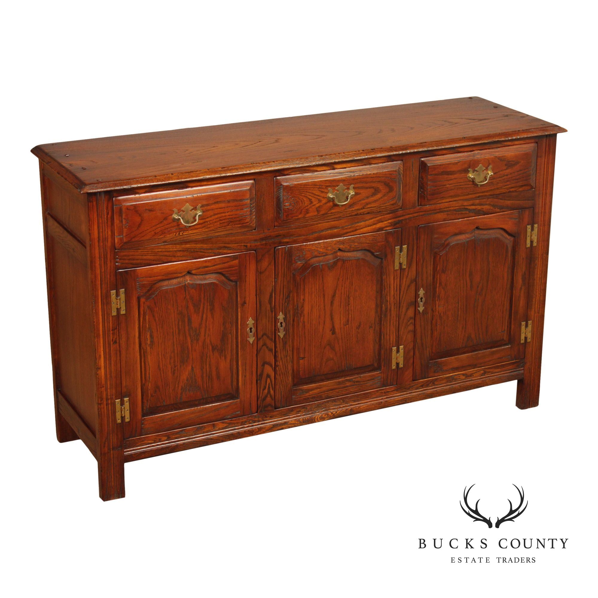 Bevan Funnell English Carved Oak Buffet Sideboard