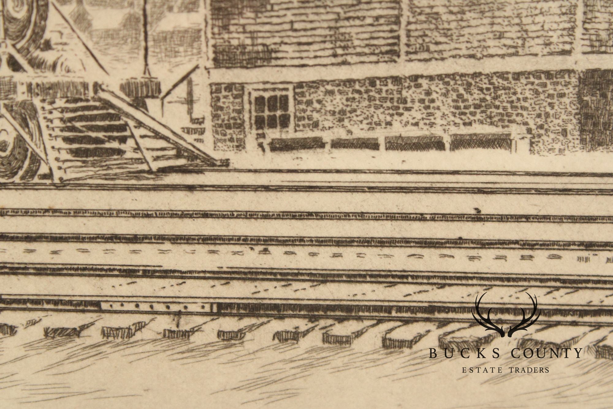 George A. Bradshaw Train Etching, 'Coalport, Trenton, 1885'