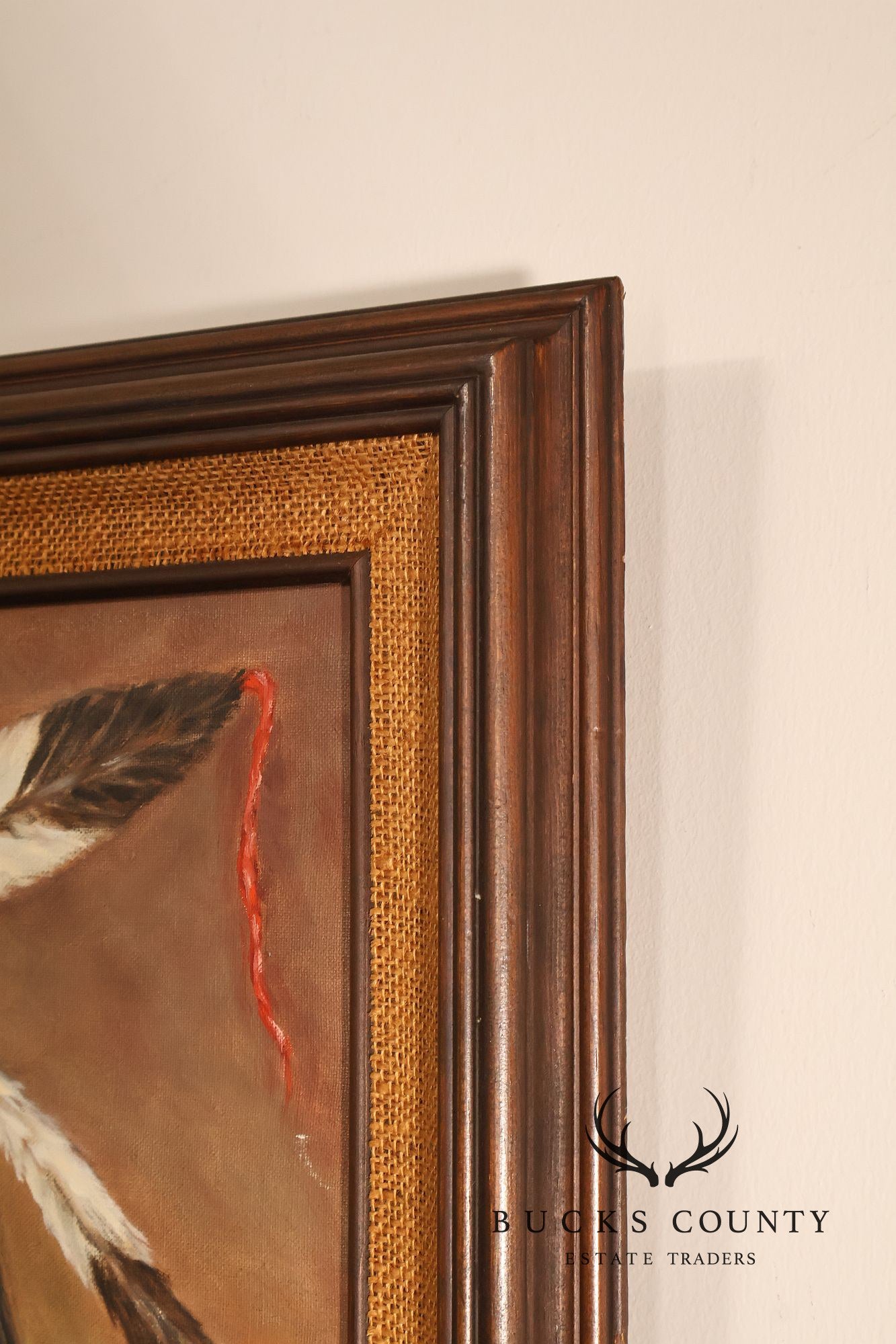 Framed Native American Portrait Painting Signed Wil Hamond 1981 "Lone Hawk"