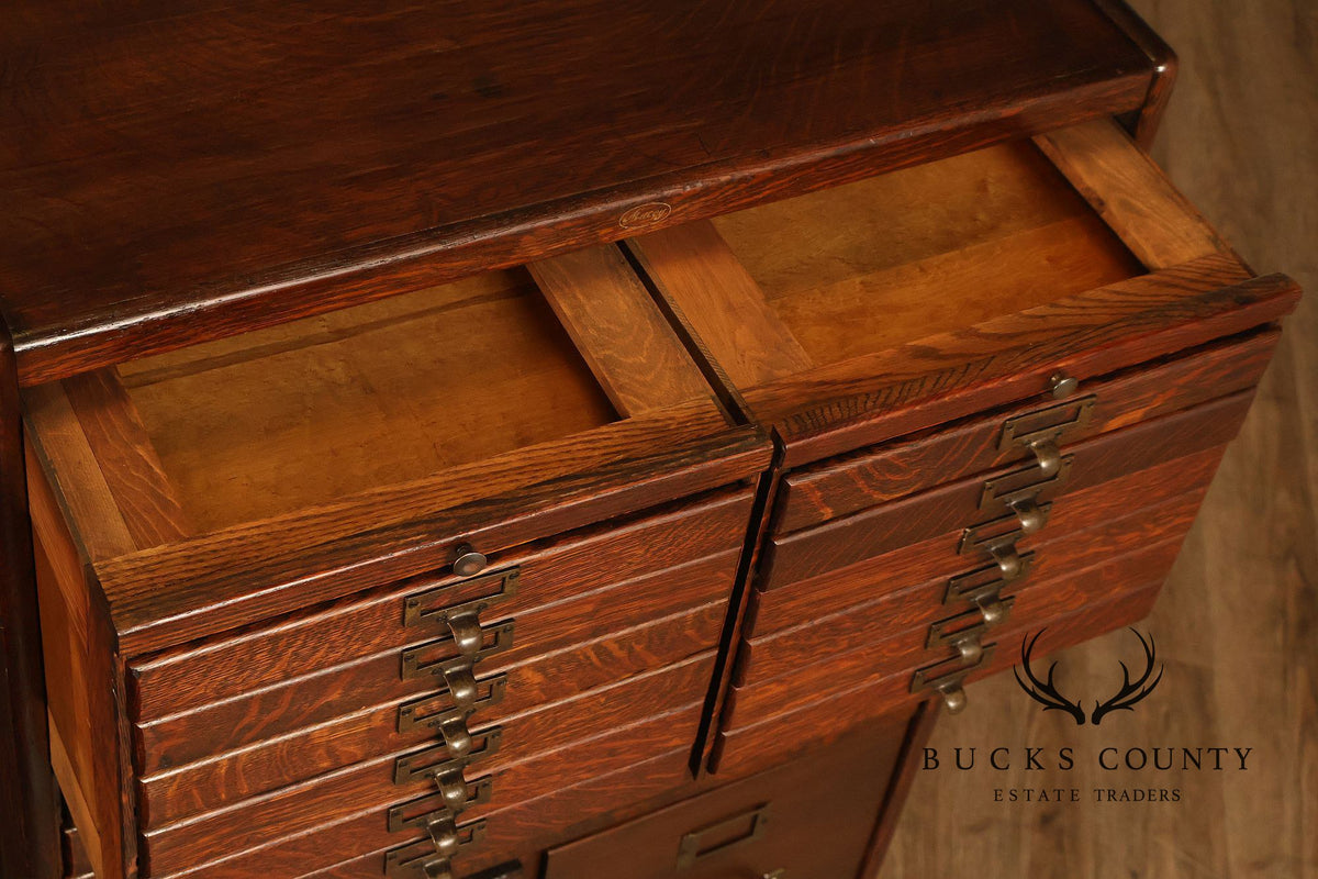 Antique Early 1900s Macey Oak Multi-Drawer Stacking Filing Cabinet
