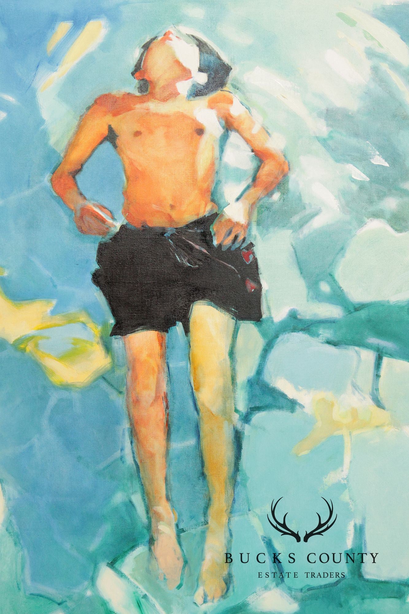 Malcolm Bray Contemporary Oil Painting, 'Boy Floating'