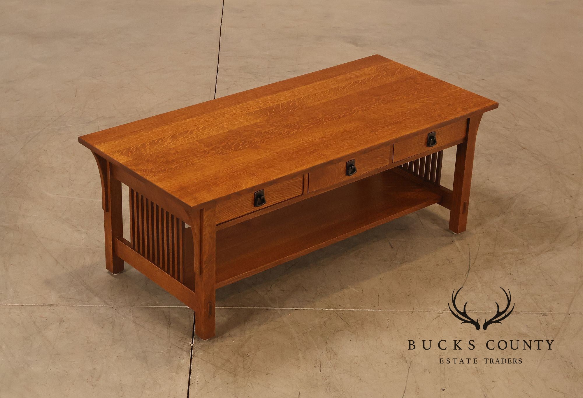 Stickley Mission Collection Oak Coffee Table With Drawers