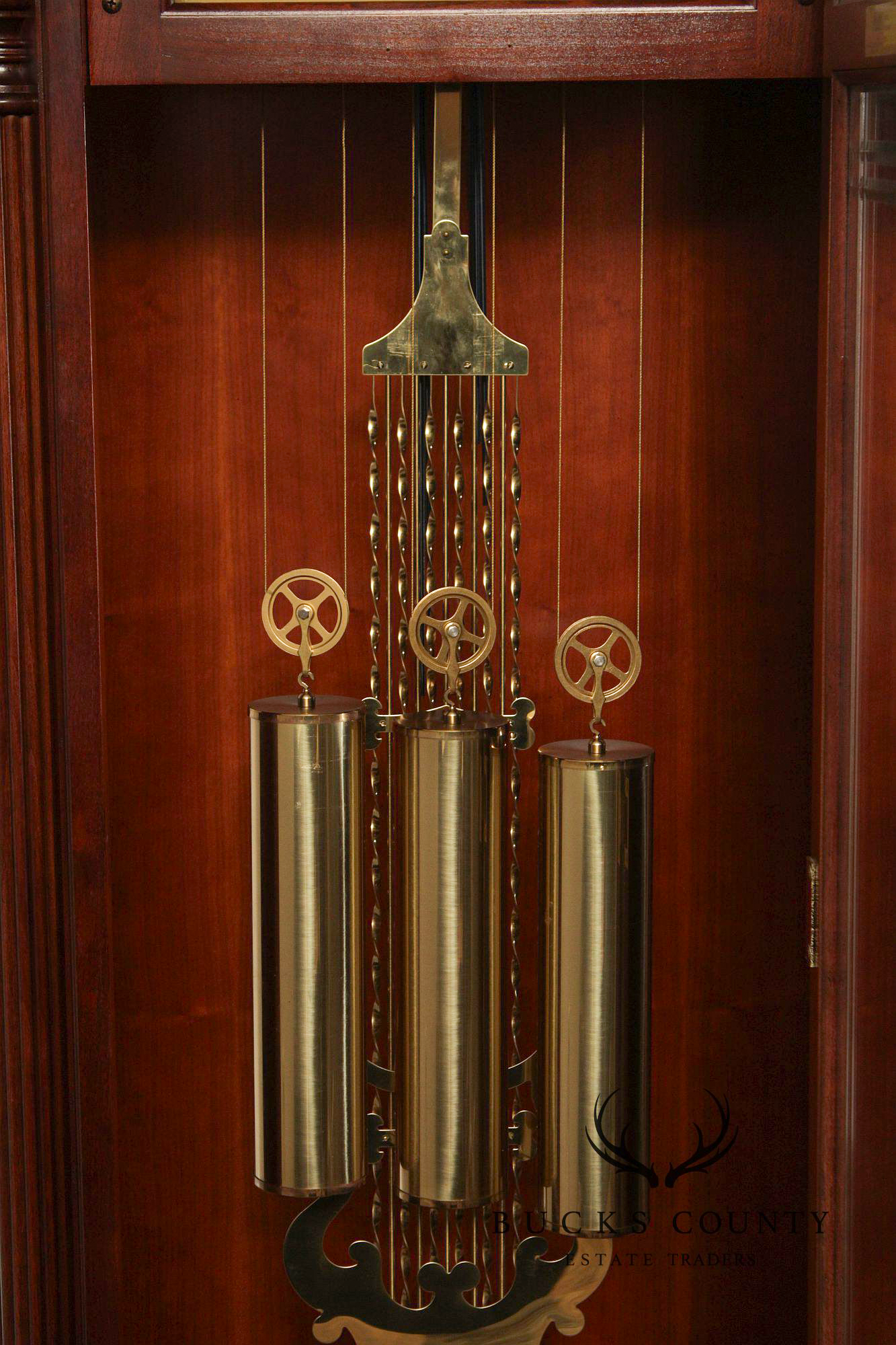 Sligh Mahogany Inlaid Grandfather Clock With Moon Phase Dial