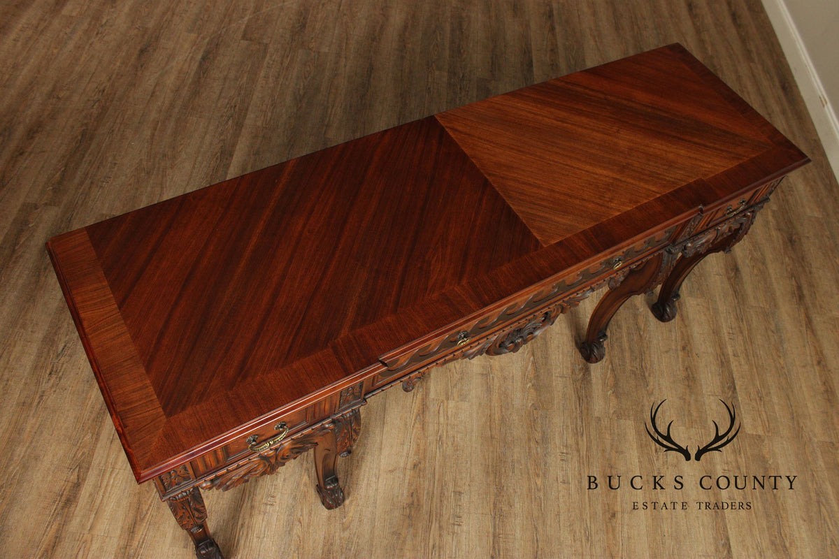 Traditional Georgian Style Carved Walnut Console Table
