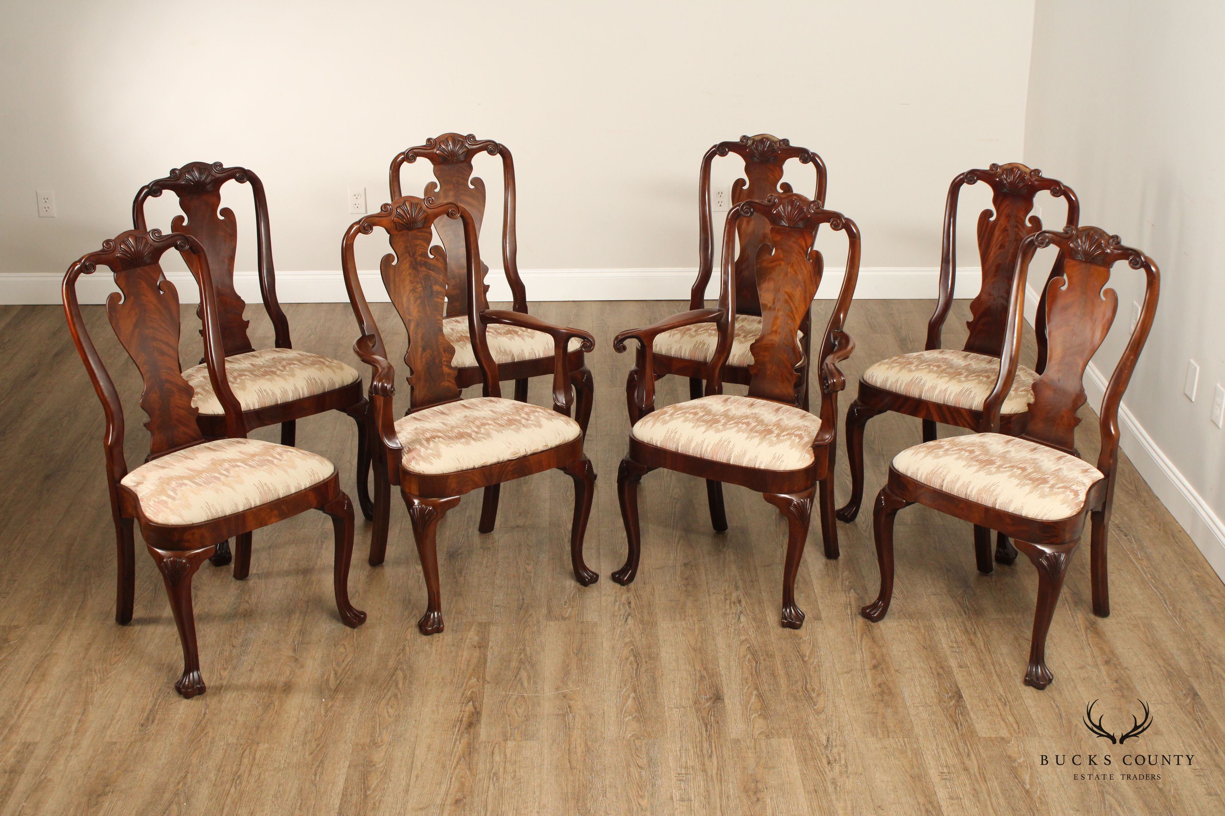 Councill Queen Anne Style Set of Eight Mahogany Dining Chairs