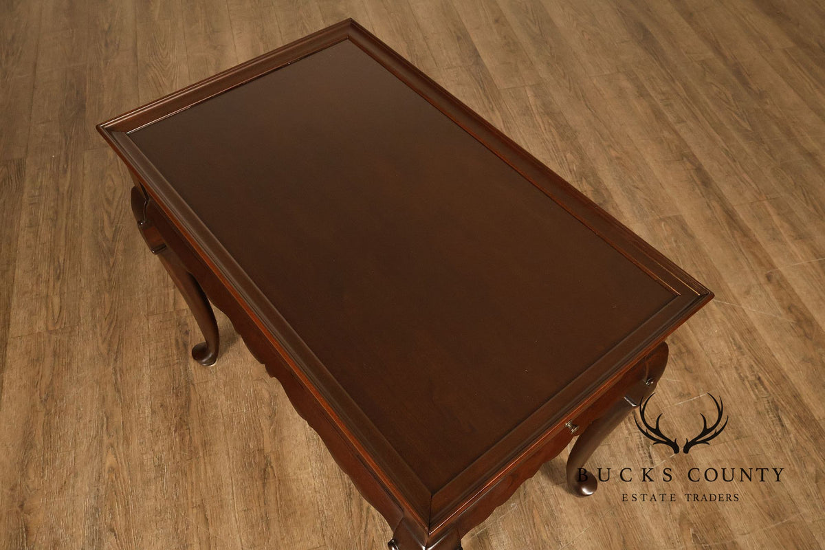 Ethan Allen Georgian Court Cherry Queen Anne Side Table With Pull-Out Slides