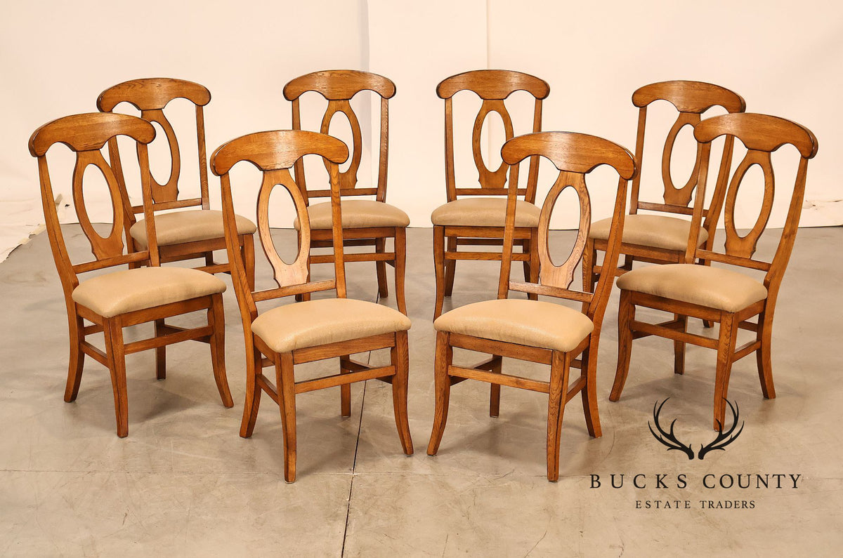 Traditional Set Of 8 Oval Back Upholstered Dining Side Chairs