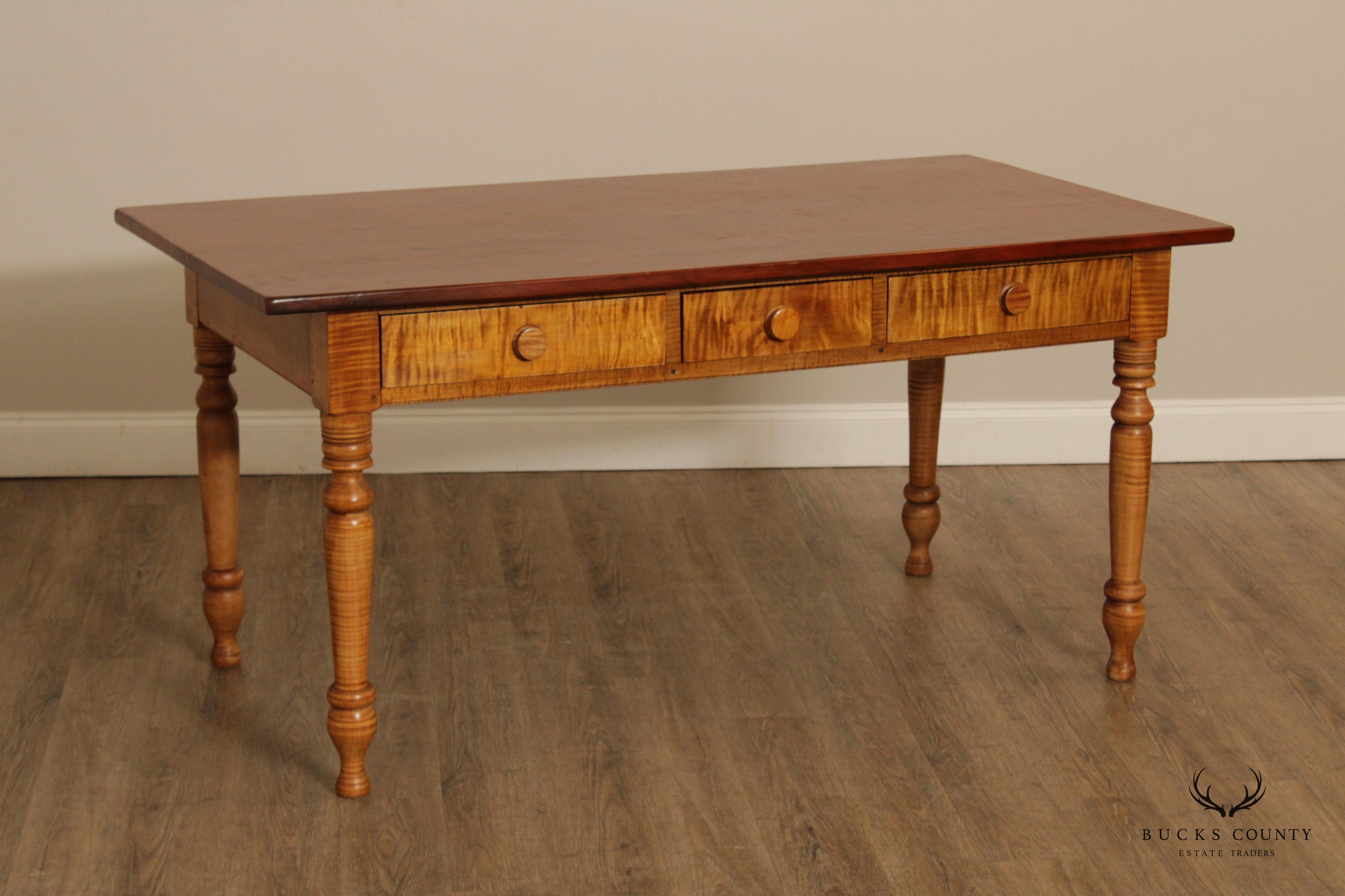 Custom Cherry and Tiger Maple Farm Table