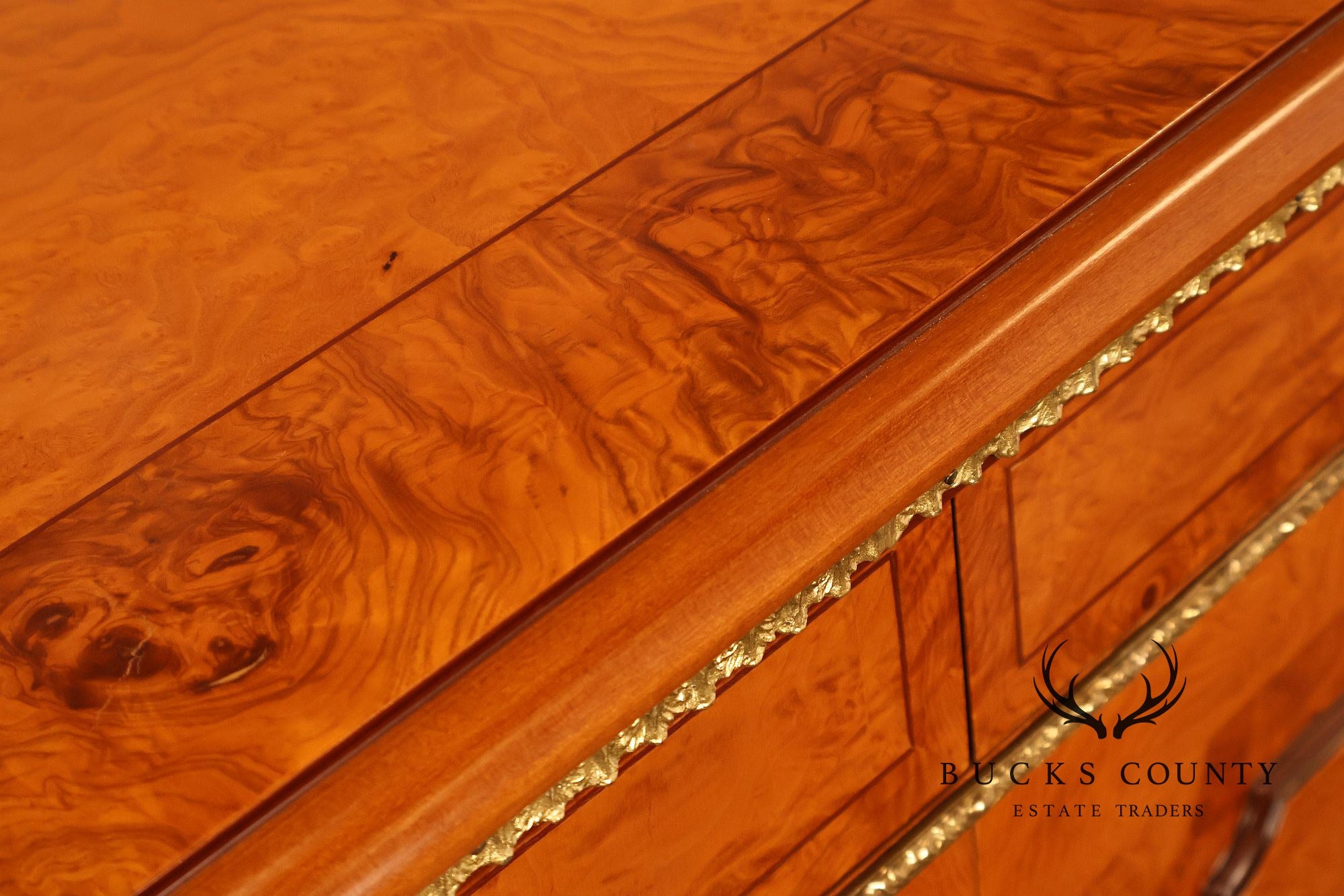 Italian Neoclassical Style Burl Wood Sideboard Credenza
