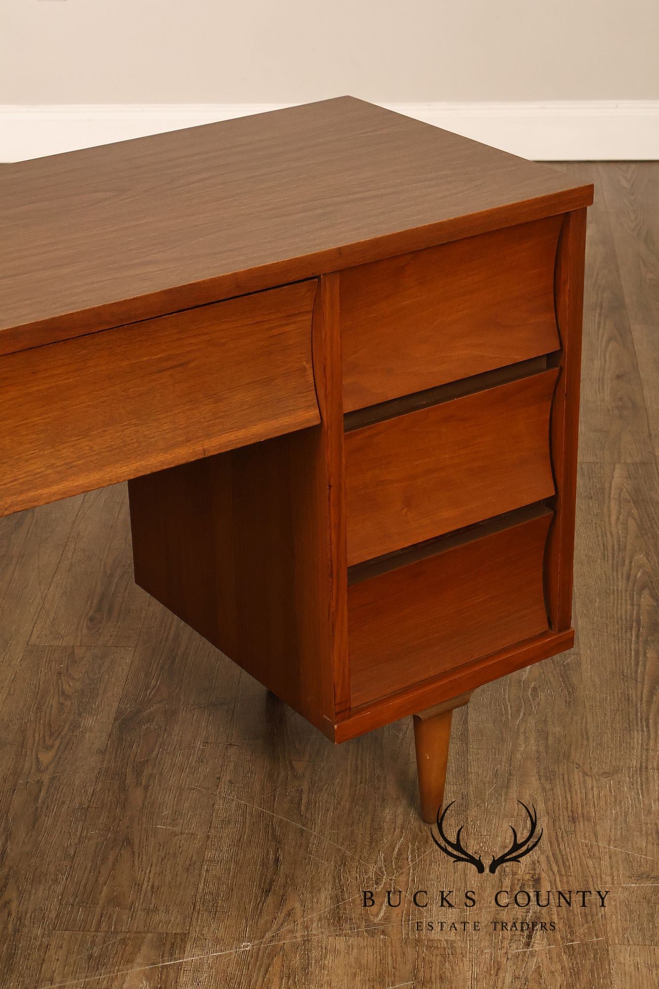 Mid Century Modern Sculpted Front Writing Desk