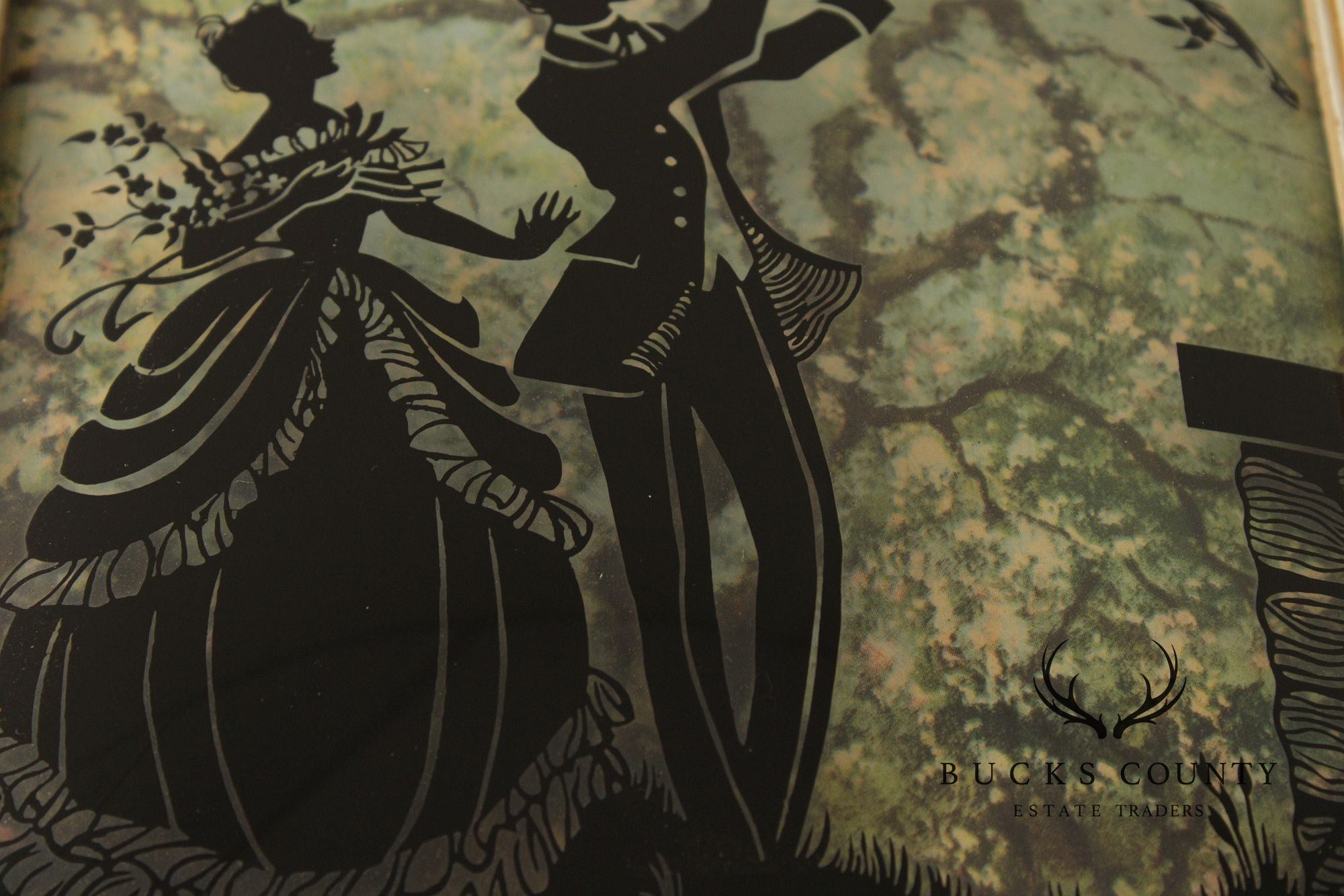 Vintage Pair of Reverse Painted Courtship Silhouettes