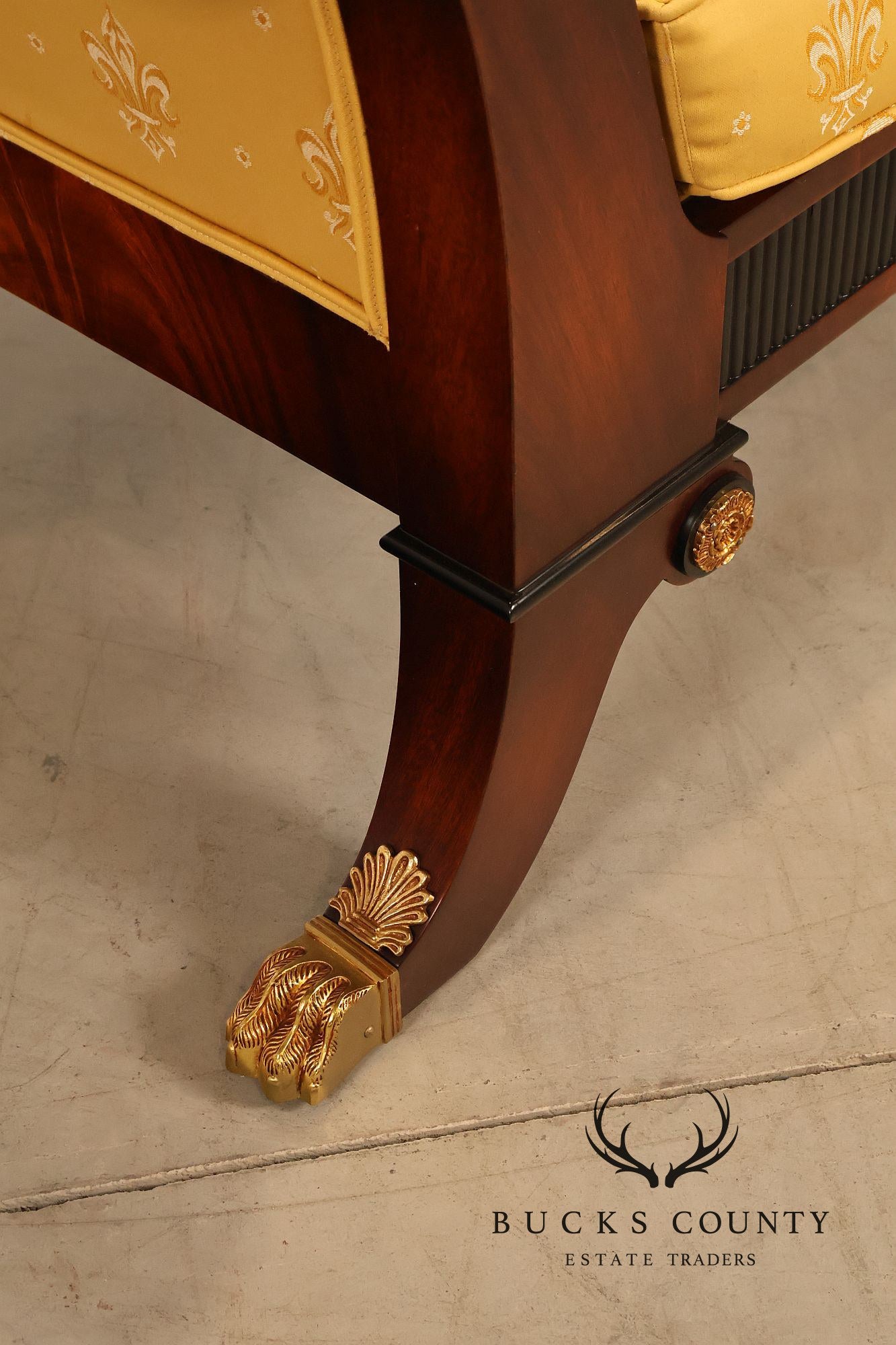 Empire Style Mahogany Armchair With Gilt Bronze Mounts