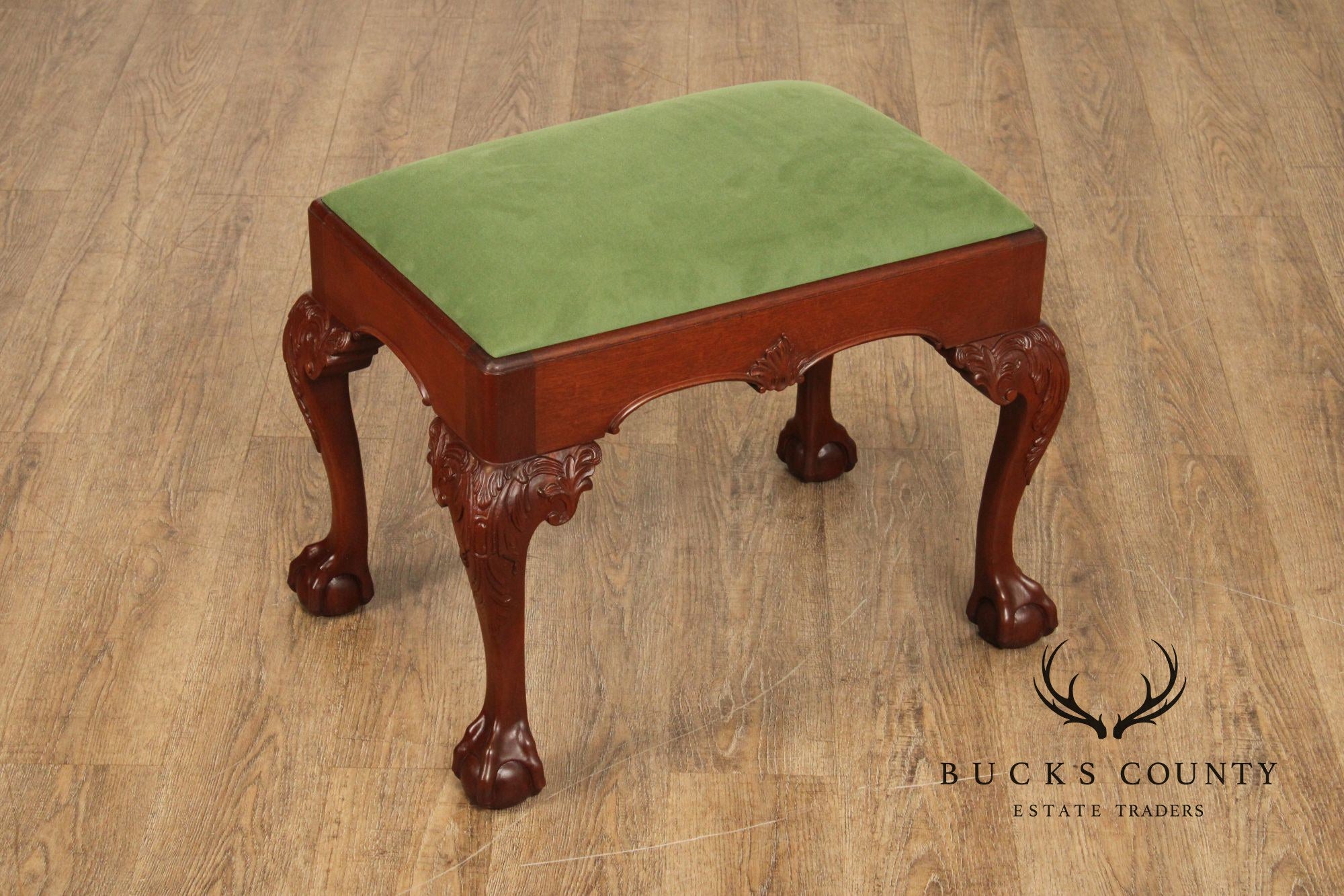 Stickley Chippendale Style Carved Mahogany Foot Stool