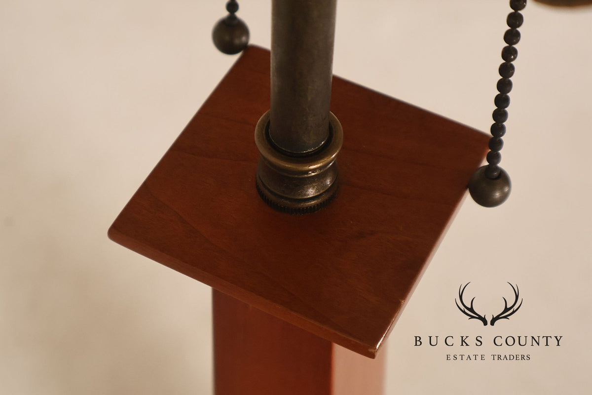 Stickley Stained Glass Shade Cherry Wood Table Lamp
