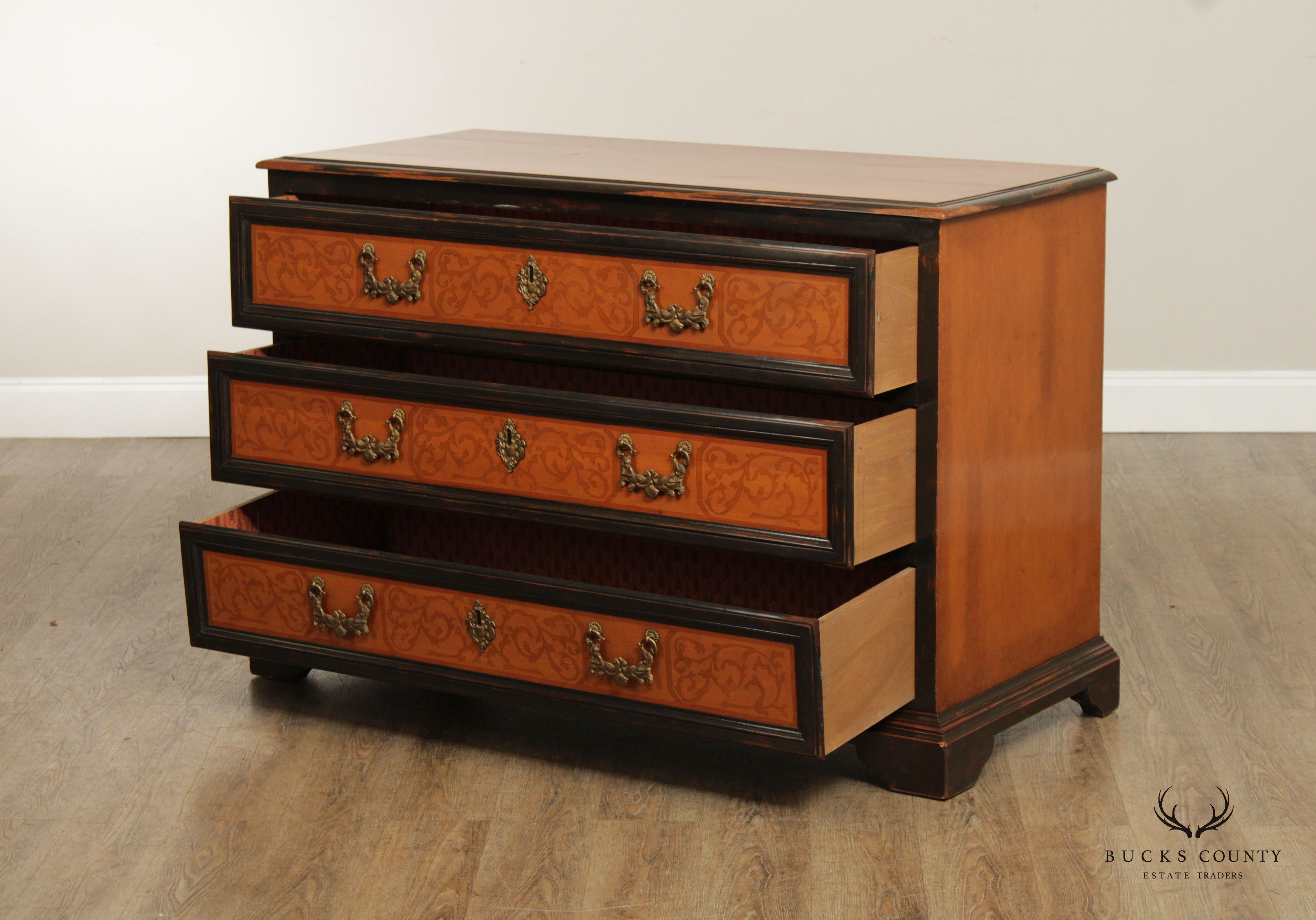 Niermann Weeks Italian Style Three Drawer Inlaid Commode