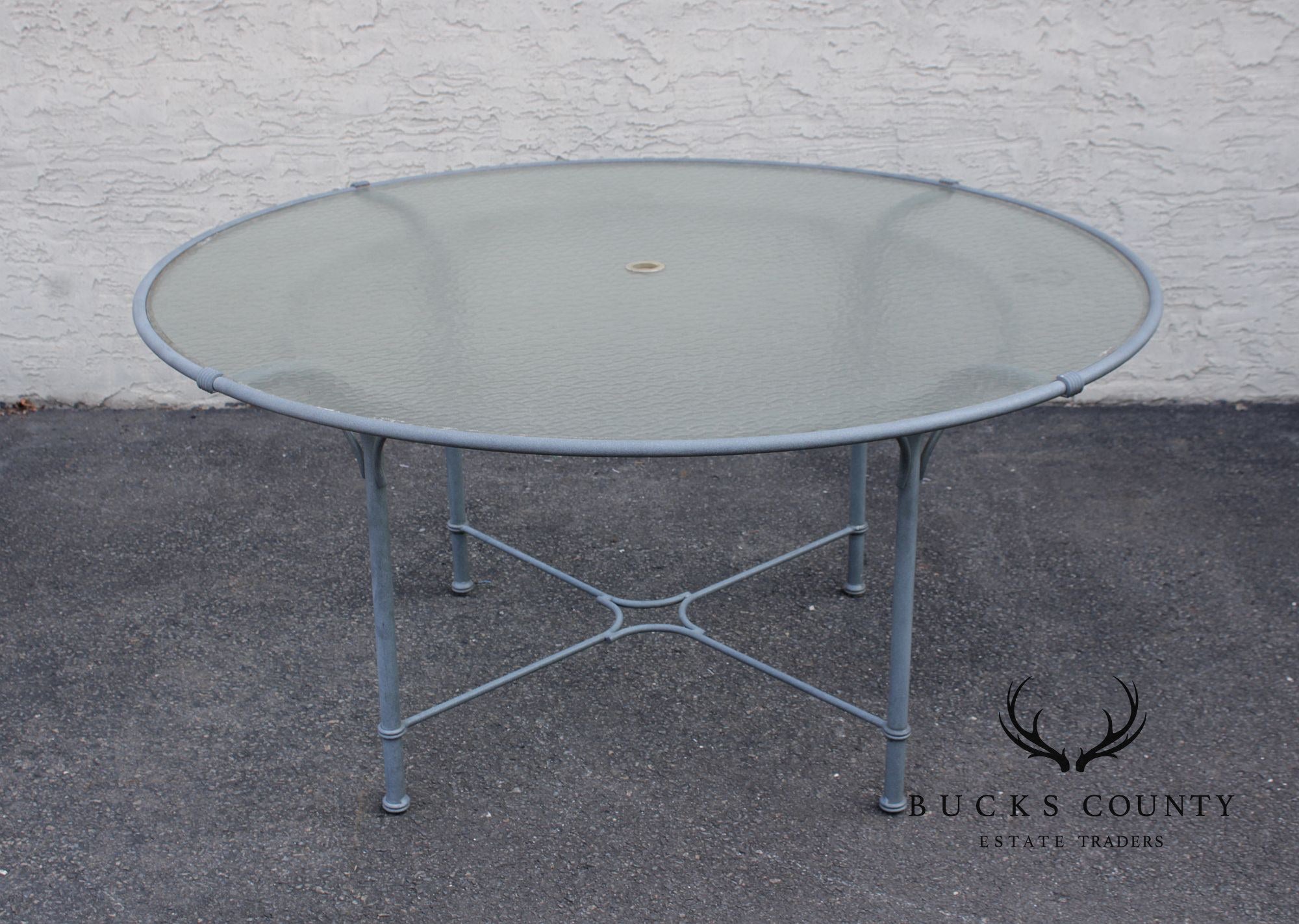 Brown Jordan Large Round Glass Top Patio Dining Table
