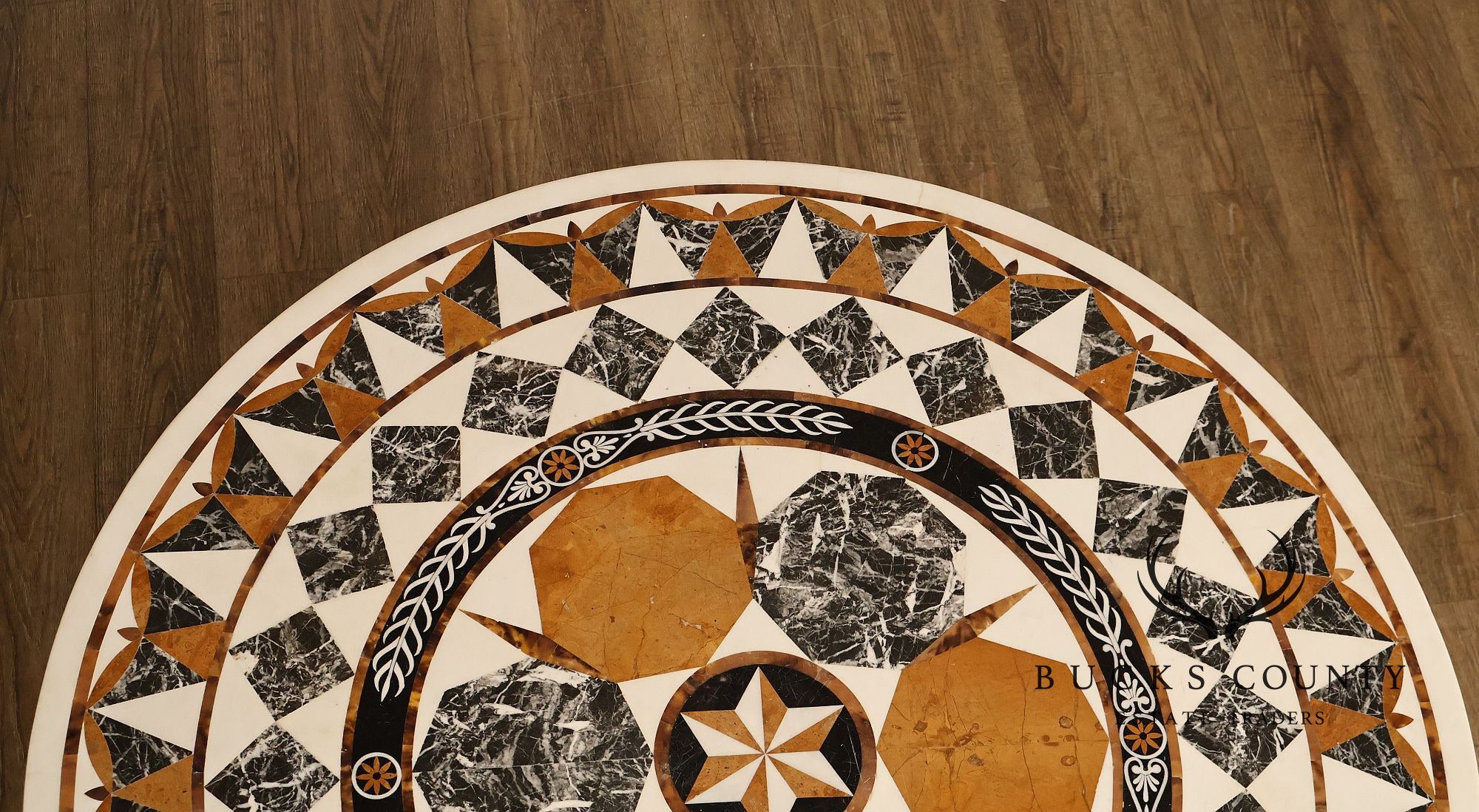 Empire Style Round Pietra Dura Center Table With Gilt Carved Base