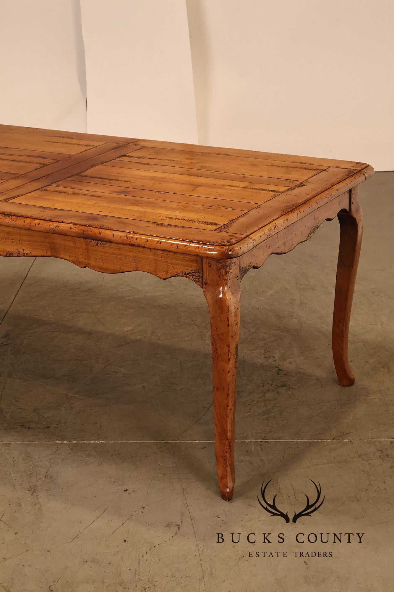 French Provincial Style Distressed Wood Extendable Dining Table