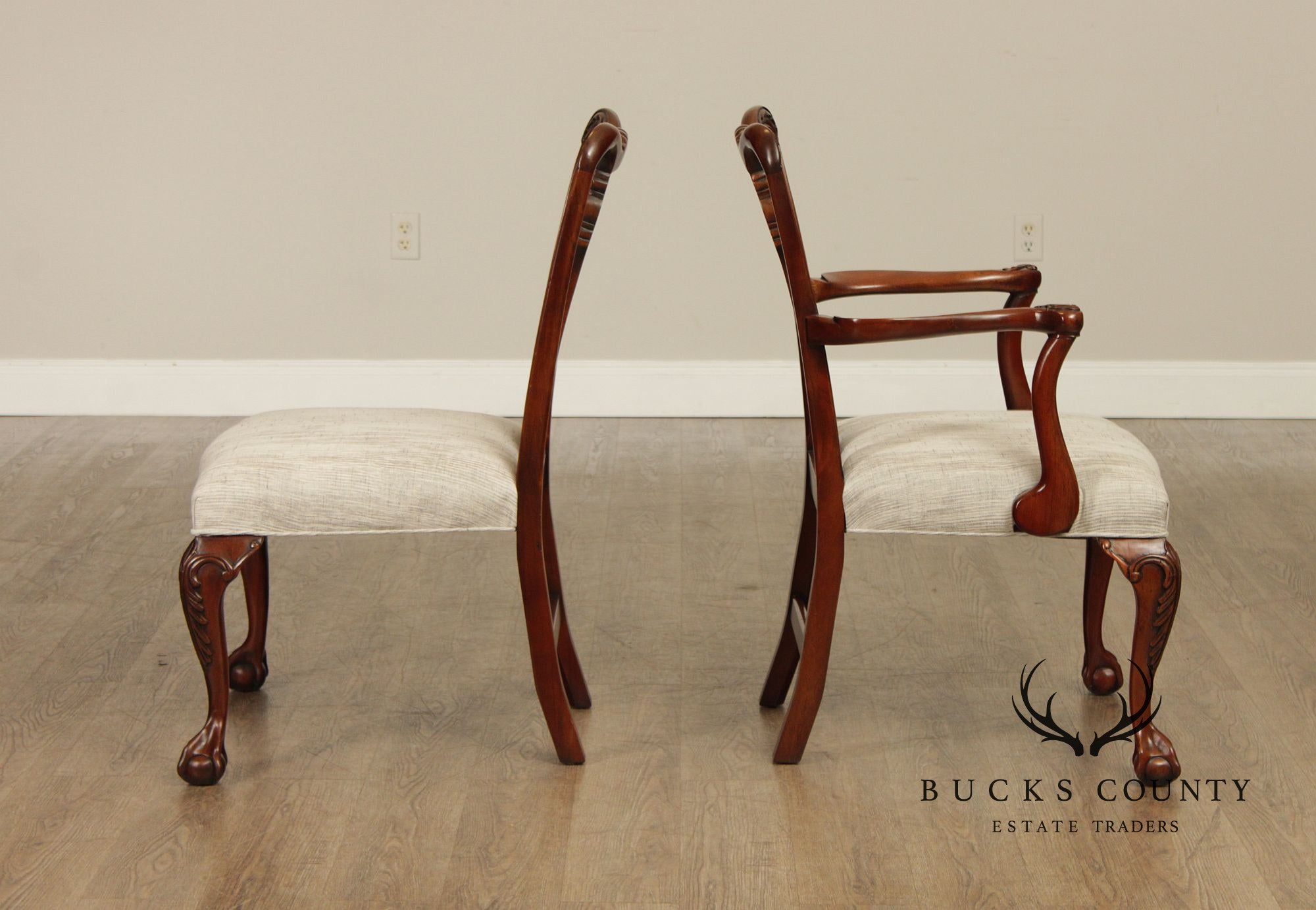 Chippendale Style Quality Set Of Eight Solid Mahogany Dining Chairs