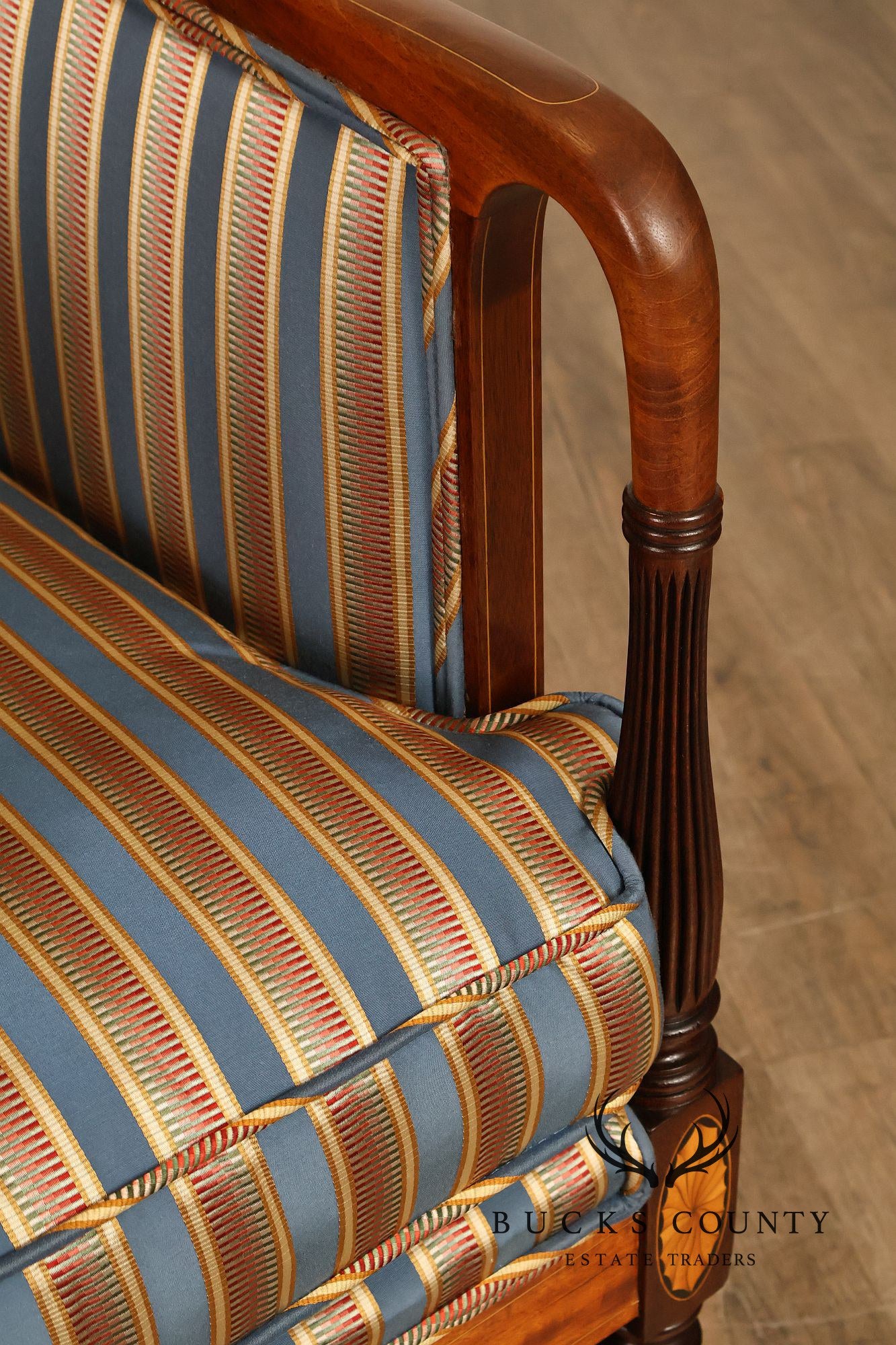 Sheraton Style Vintage Inlaid Mahogany Armchair