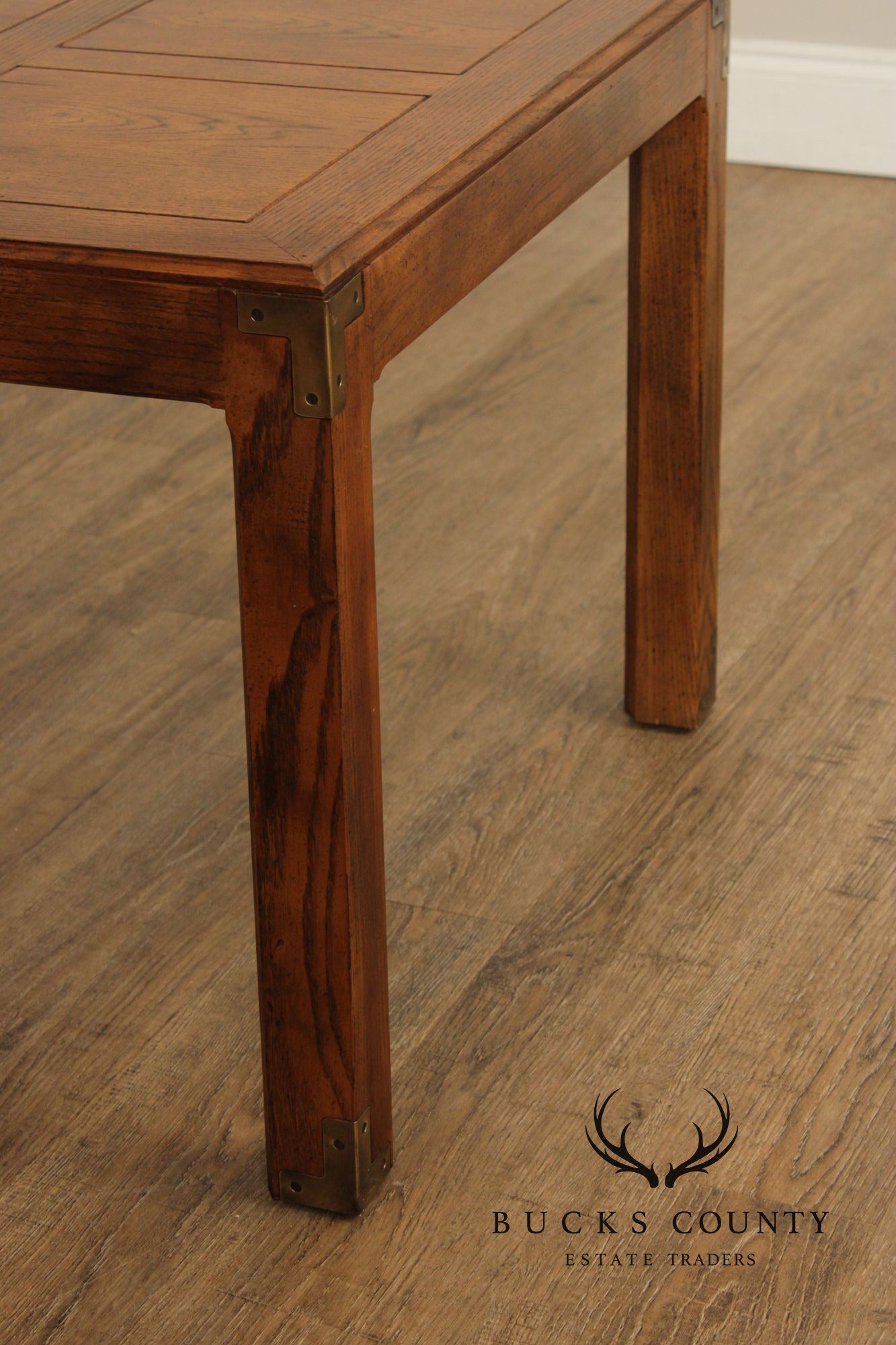 Henredon 'Artefacts' Oak and Brass Campaign End Table