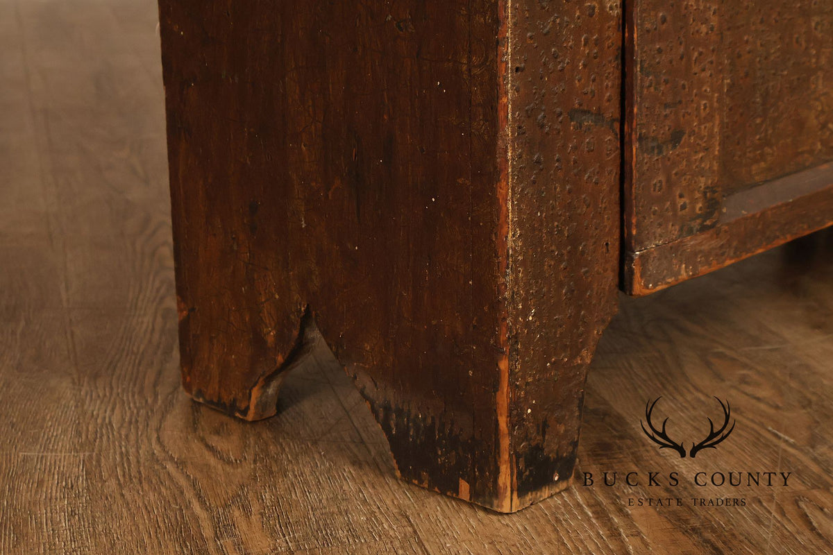 Antique Primitive Grain Painted Cupboard