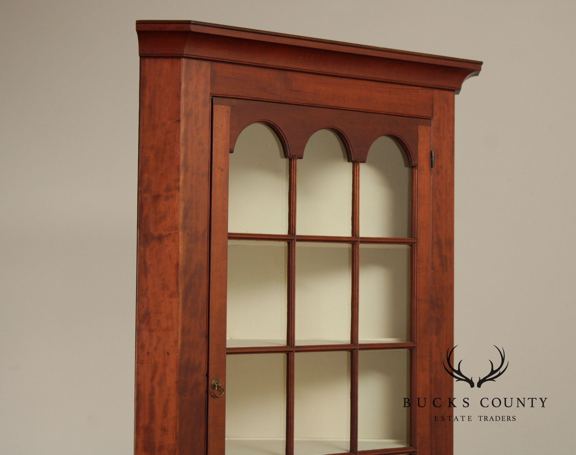 Antique American Cherry Two Piece Corner Cupboard