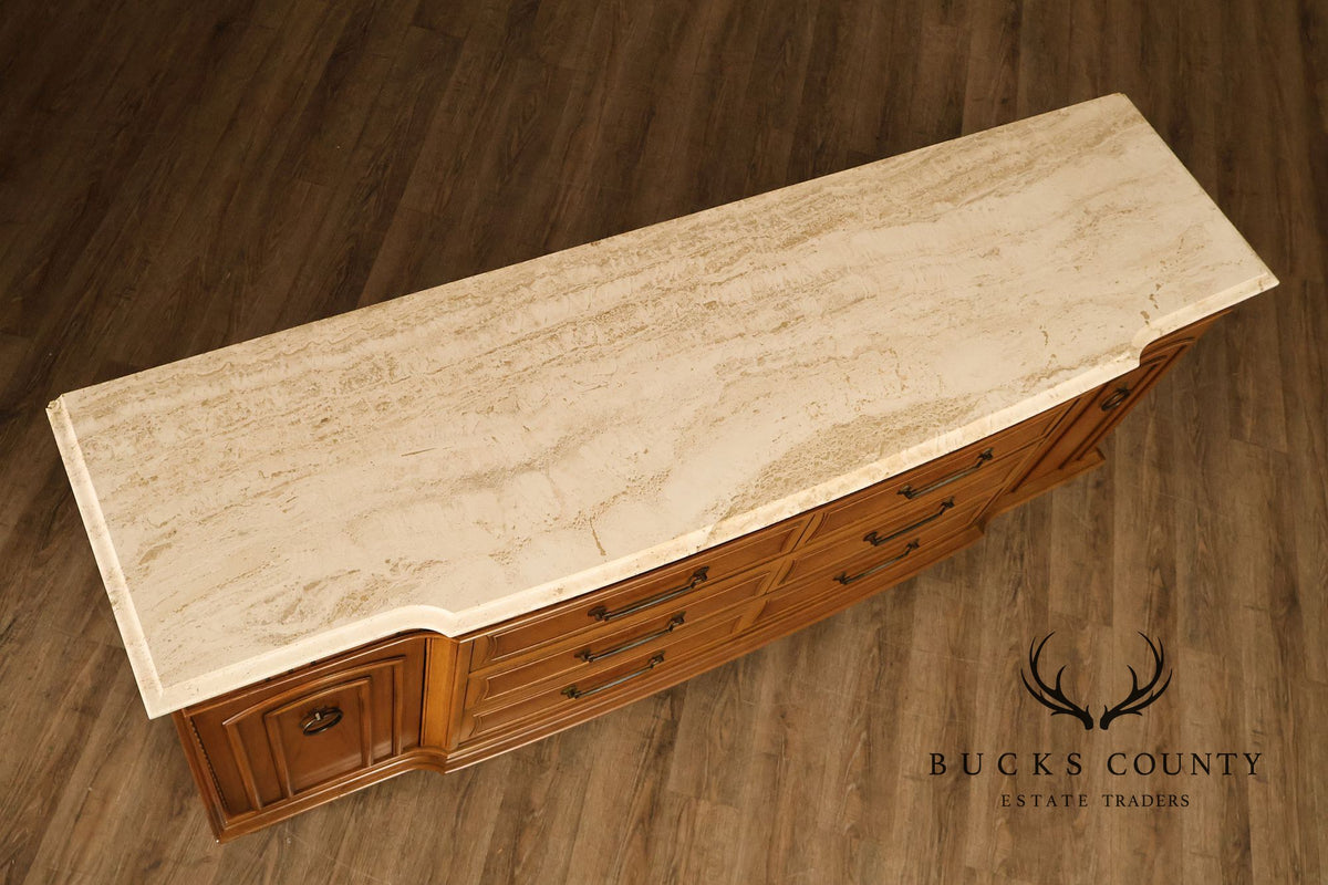 Italian Neoclassical Style Travertine Top Chest of Drawers