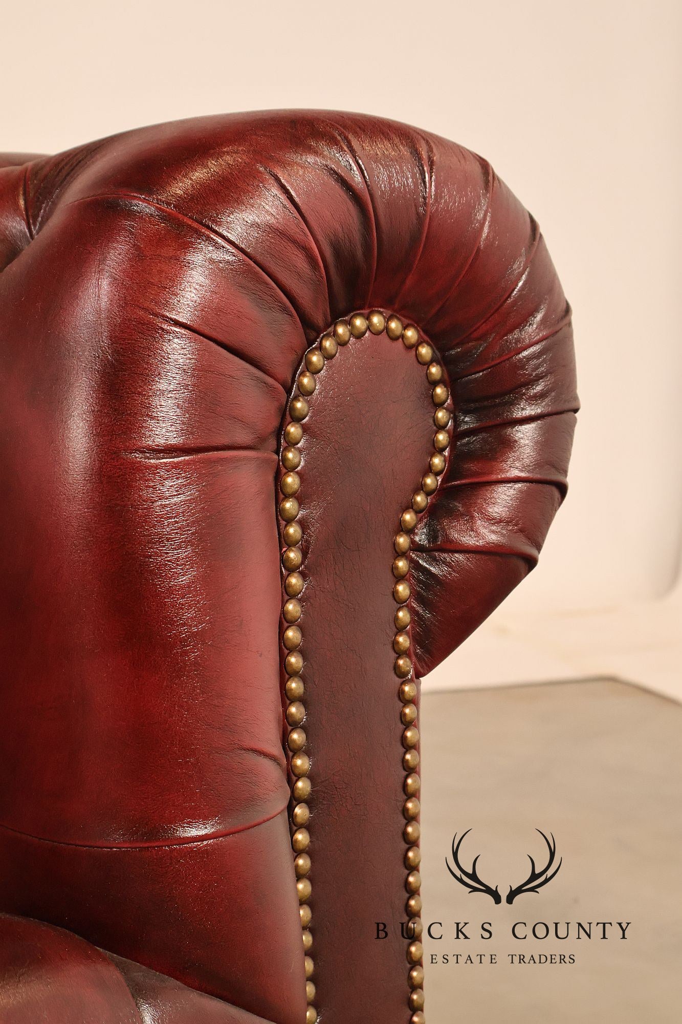 Chesterfield Style 7 Foot Oxford Red Tufted Leather Sofa