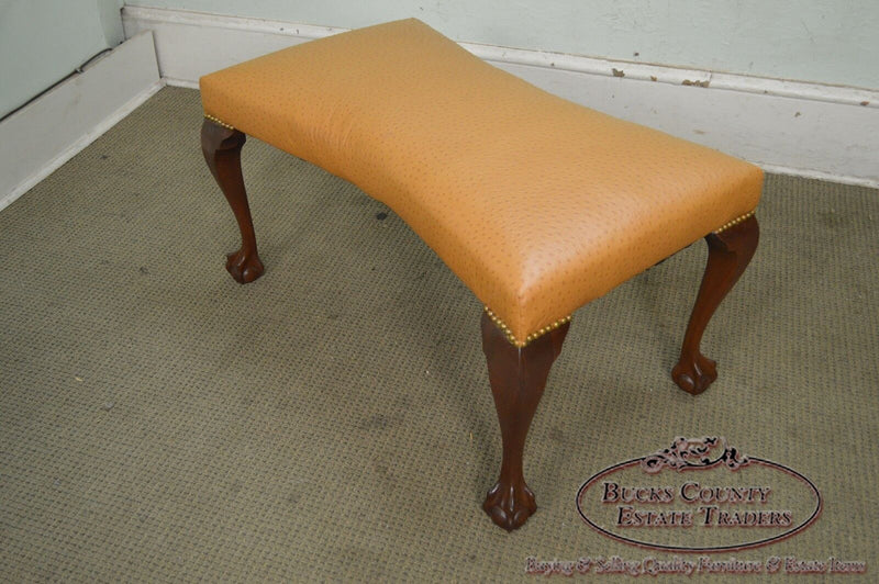 Custom Walnut Chippendale Style Ball & Claw Foot Bench