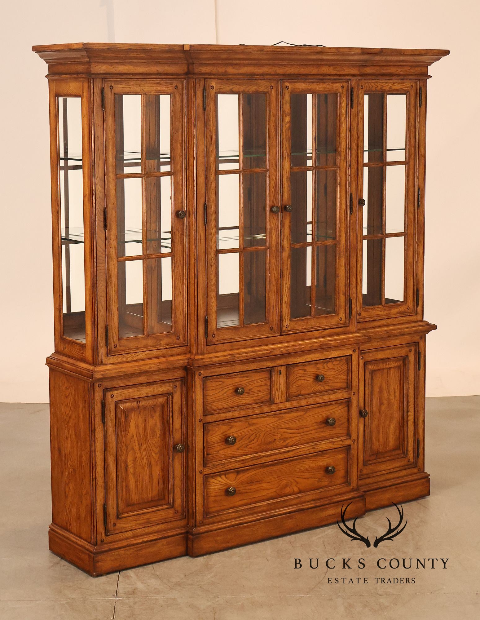 Thomasville Lighted Oak China Cabinet