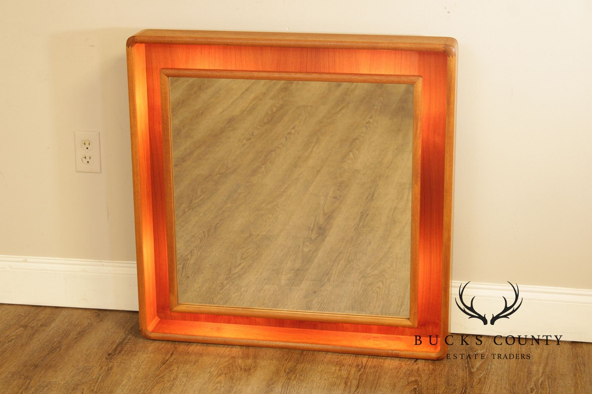 Pedersen & Hansen Mid-Century Modern Illuminated Teak Wall Mirror