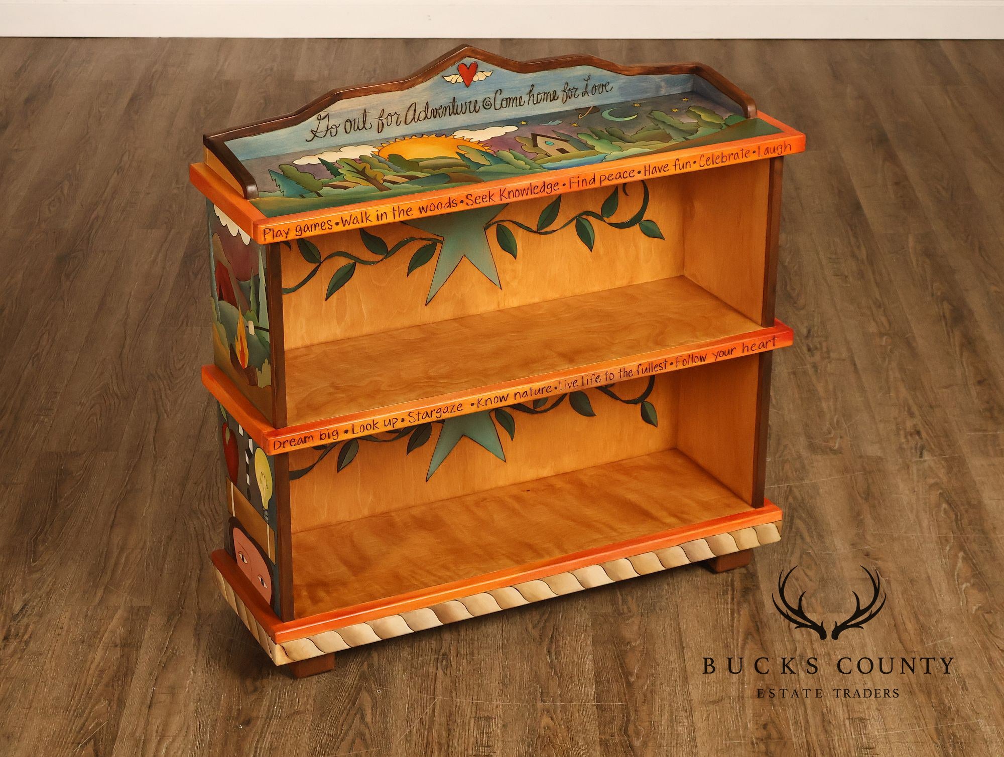 Sticks Artisan Hand Painted Open Bookcase