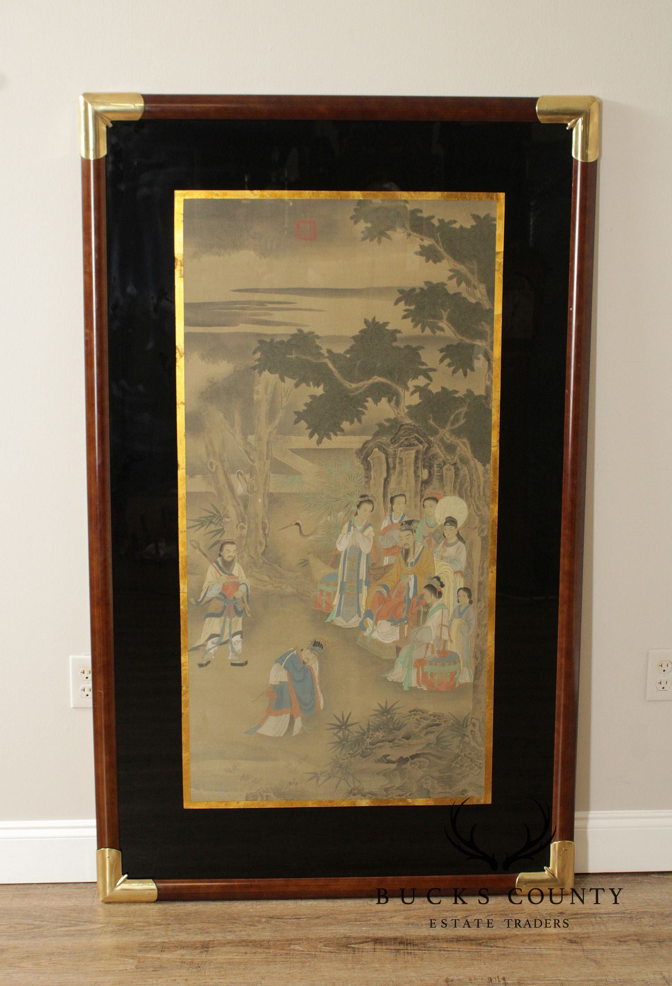 Framed Asian Figural Print After “Refusing The Seat”
